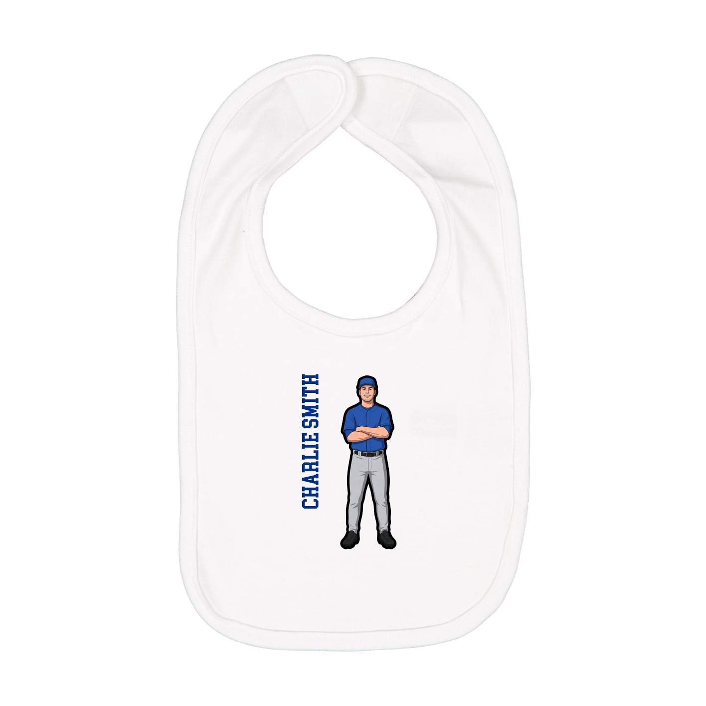 Infant Bib — Name Vertical in White