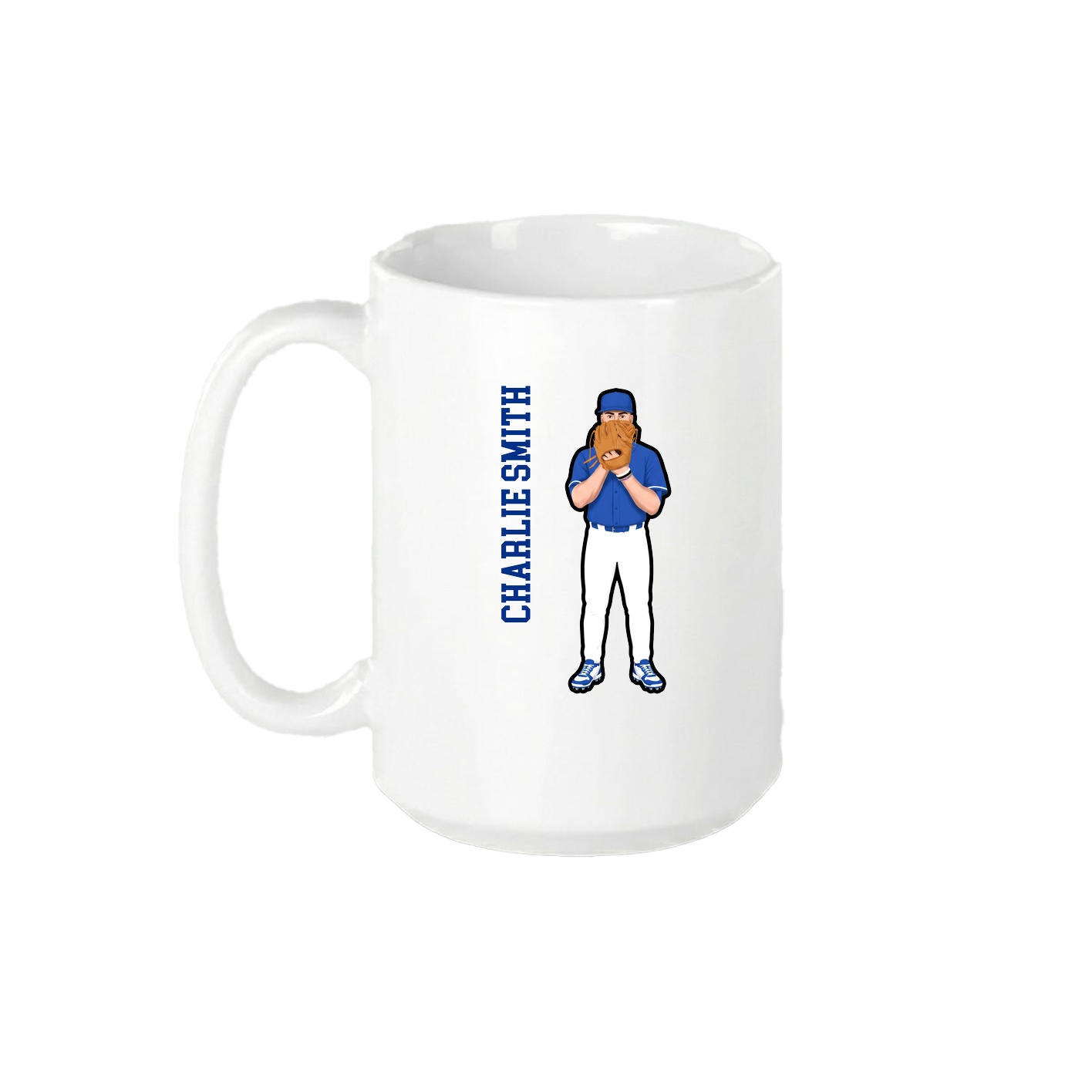 15oz Coffee Mug — Name Vertical in White