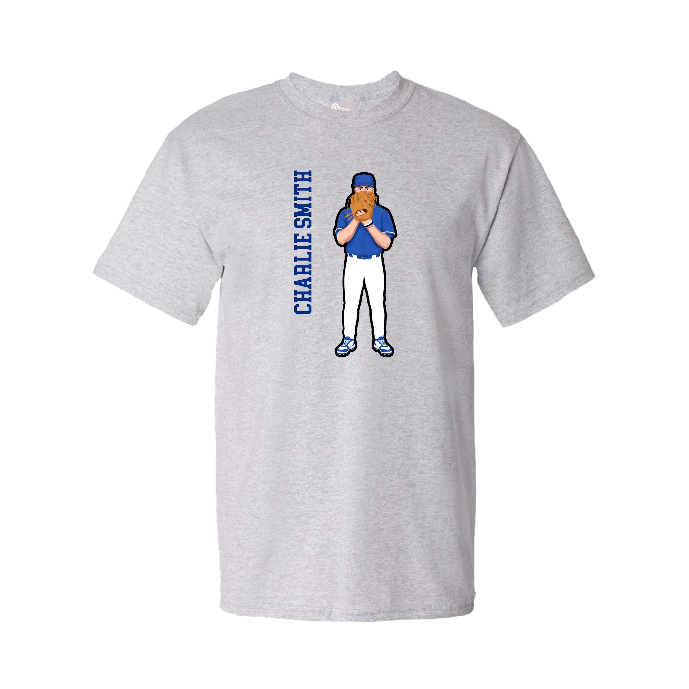 Tee — Name Vertical in Grey