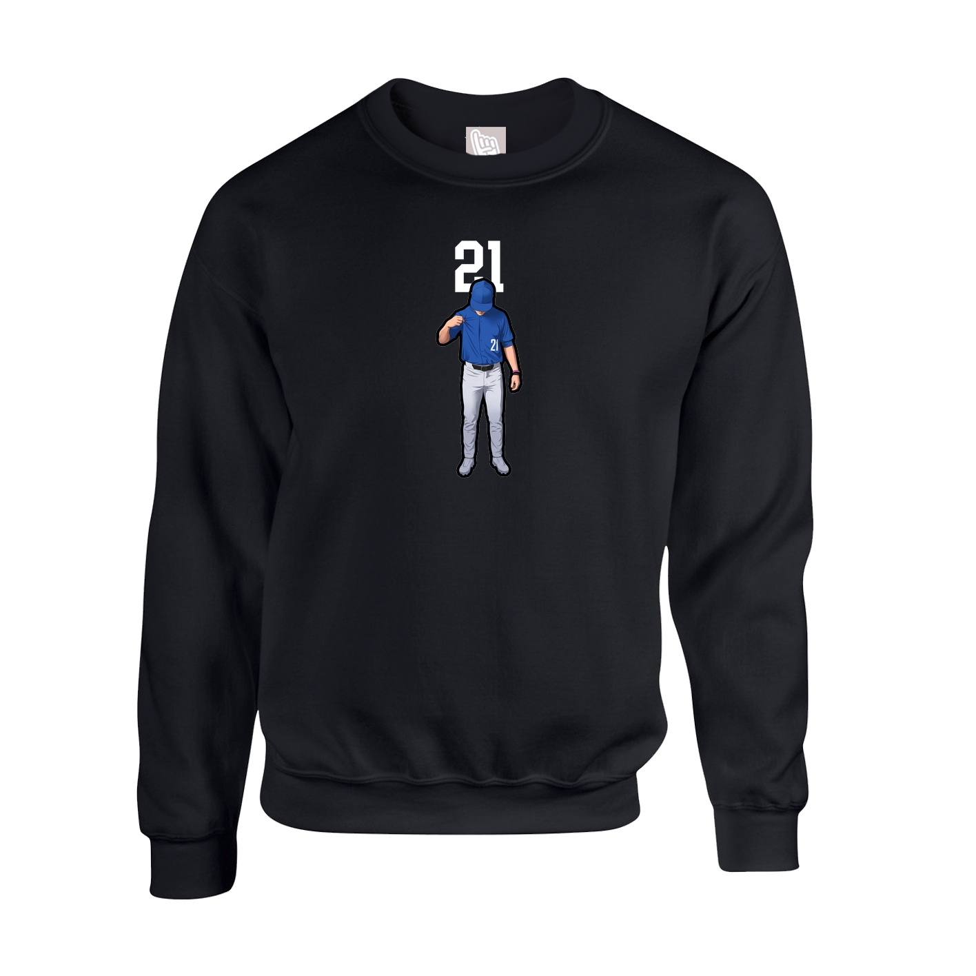 Fleece Crew — Number Top in Black