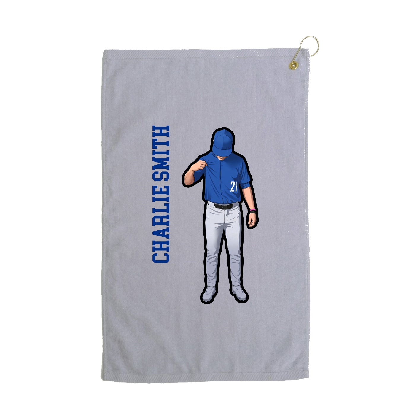Golf Towel — Name Vertical in Grey