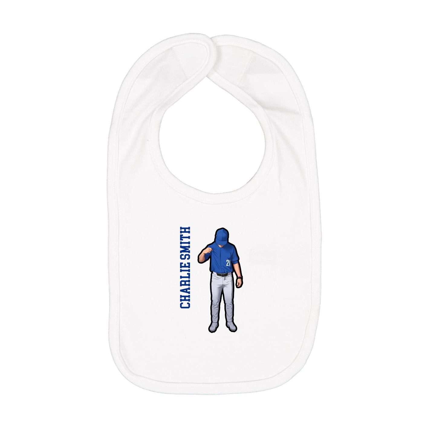 Infant Bib — Name Vertical in White