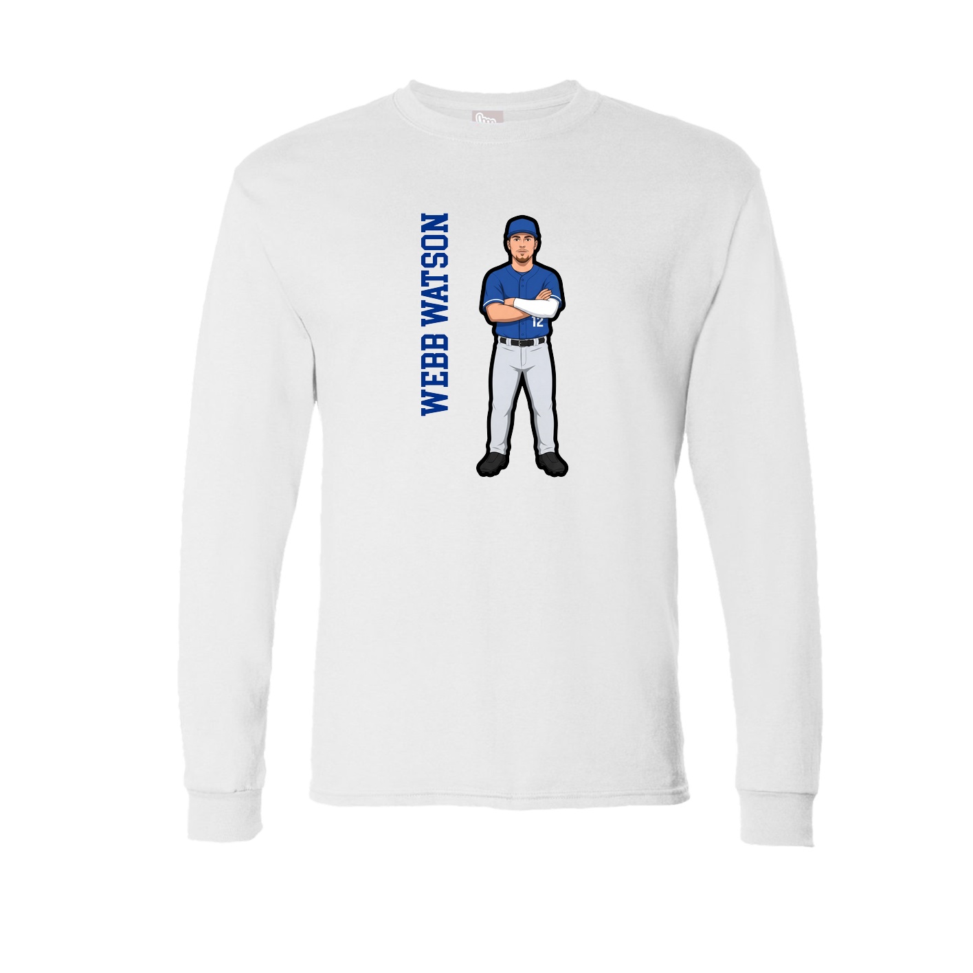 Long Sleeve Tee — Name Vertical in White