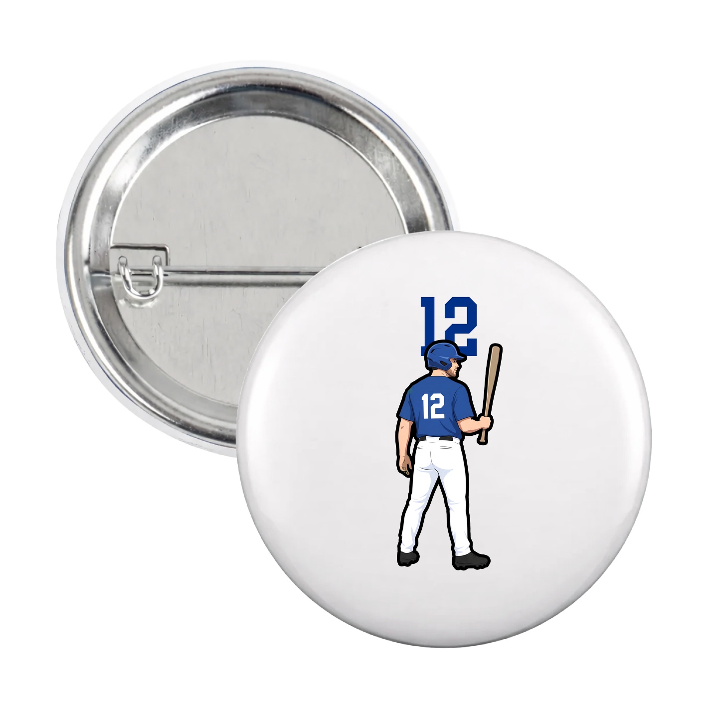 Game Day Button — Number Top in White