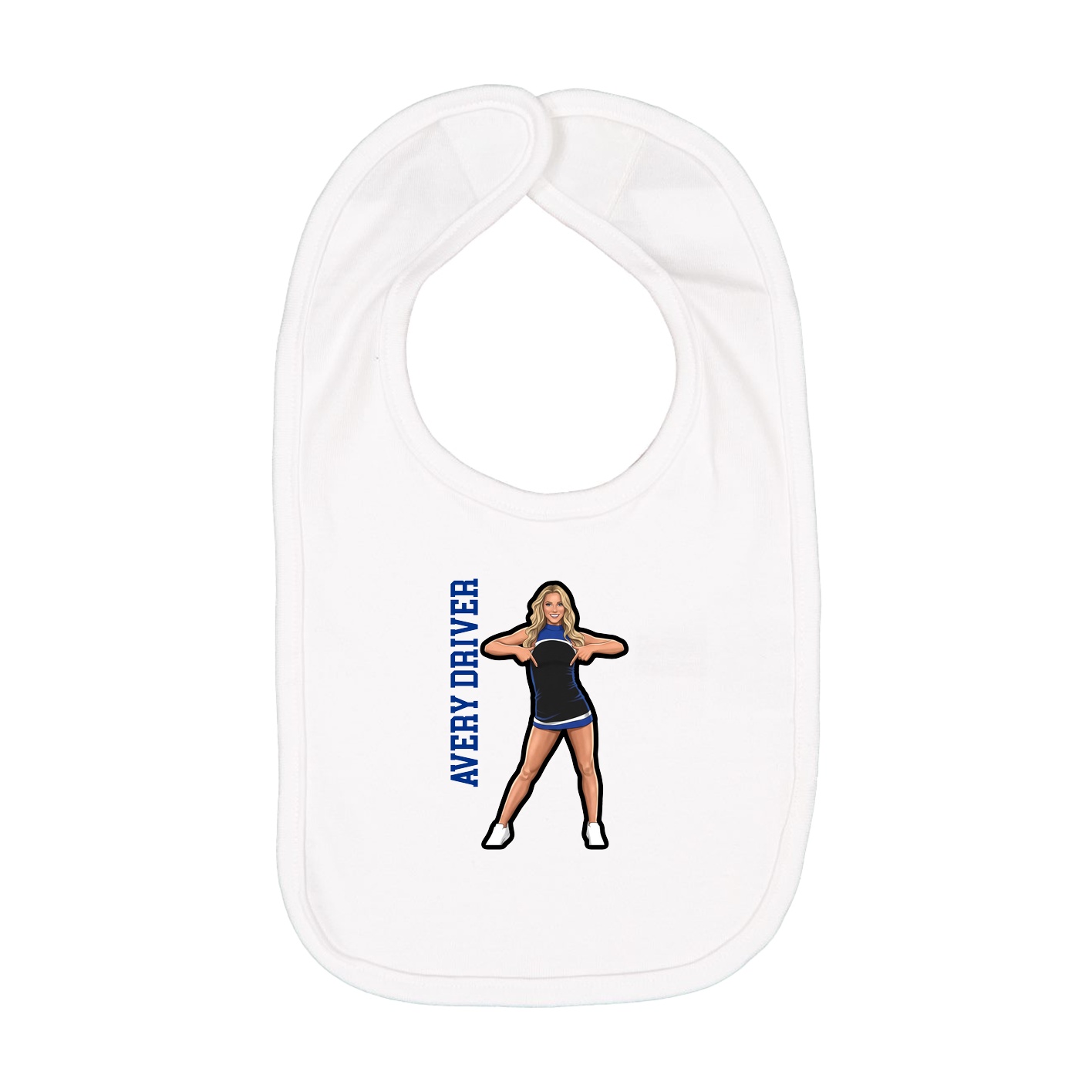 Infant Bib — Name Vertical in White