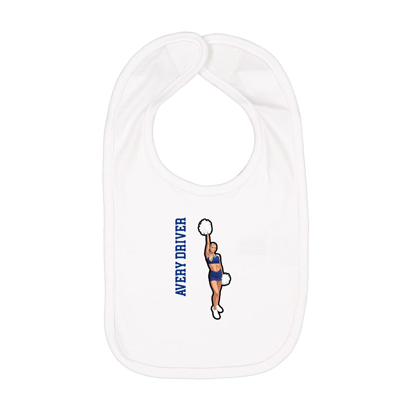Infant Bib — Name Vertical in White