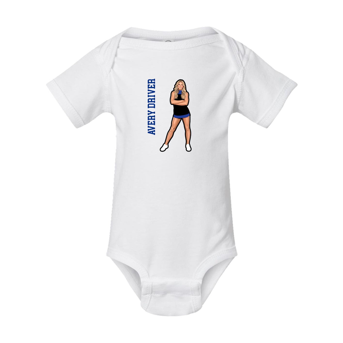 Baby Onesie — Name Vertical in White