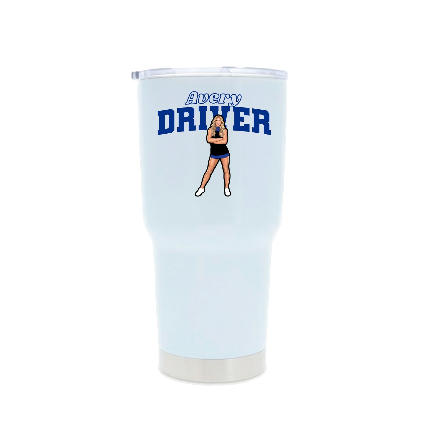 30oz Stainless Steel Tumbler — Name Arch in White