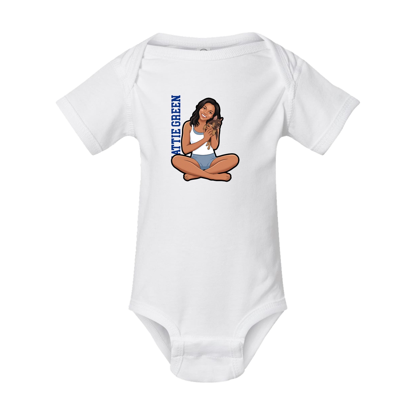 Baby Onesie — Name Vertical in White