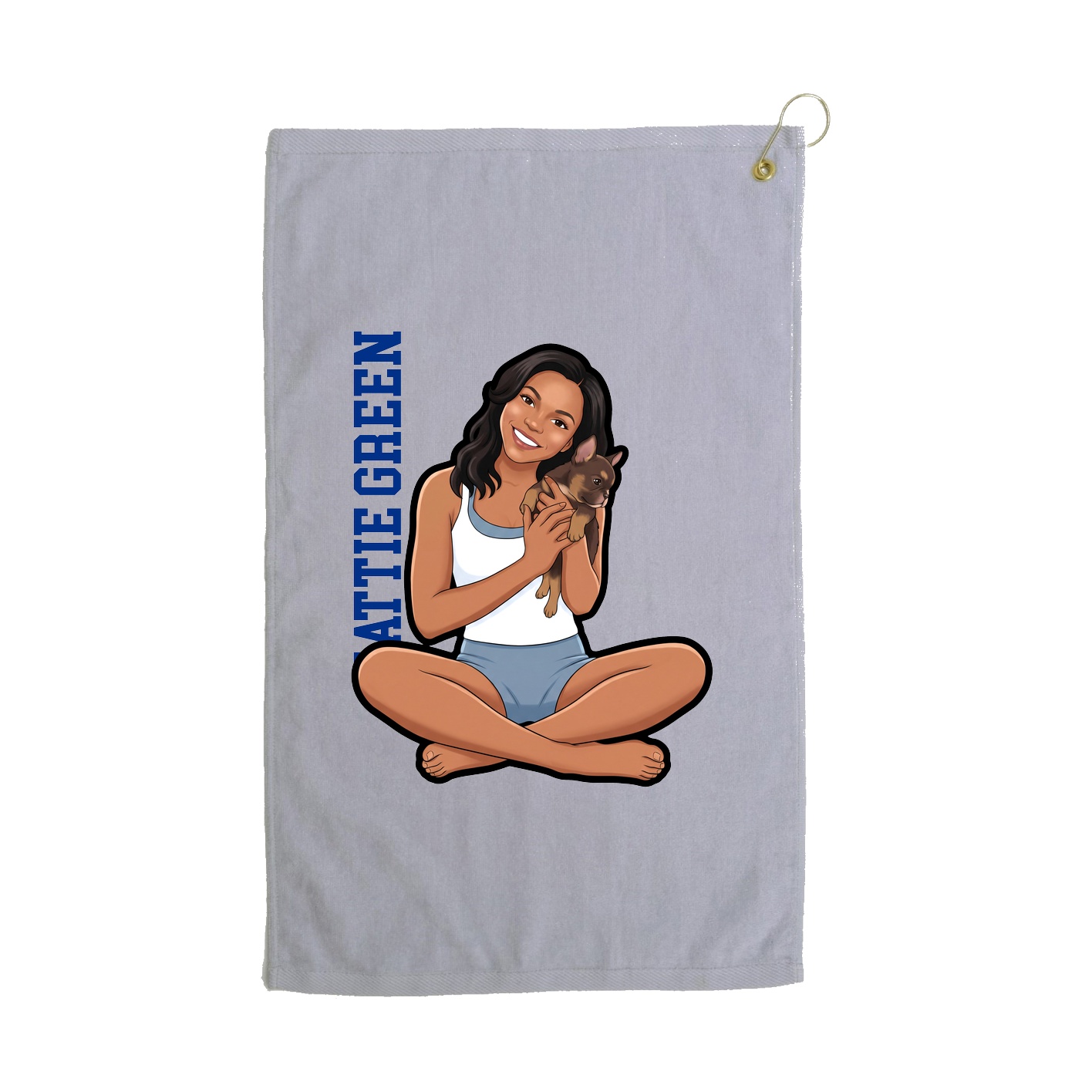 Golf Towel — Name Vertical in Grey