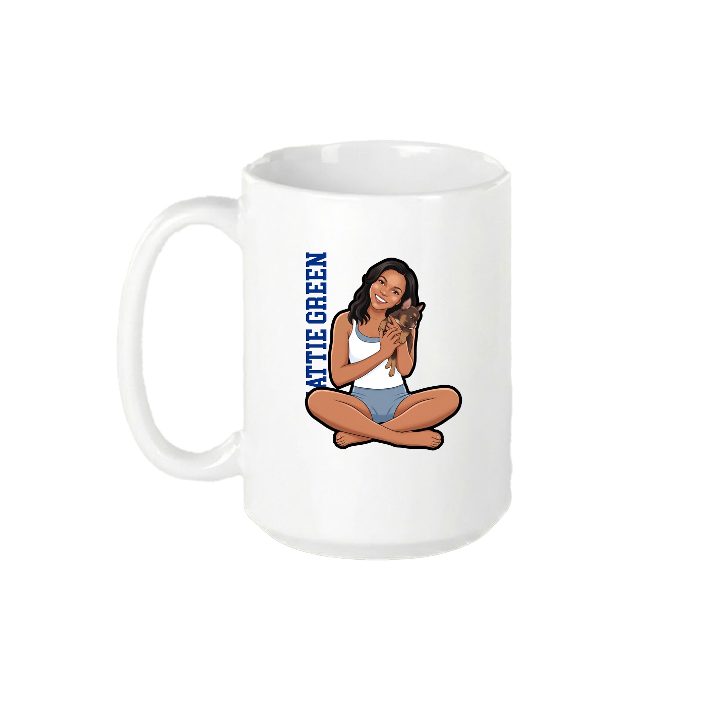 15oz Coffee Mug — Name Vertical in White
