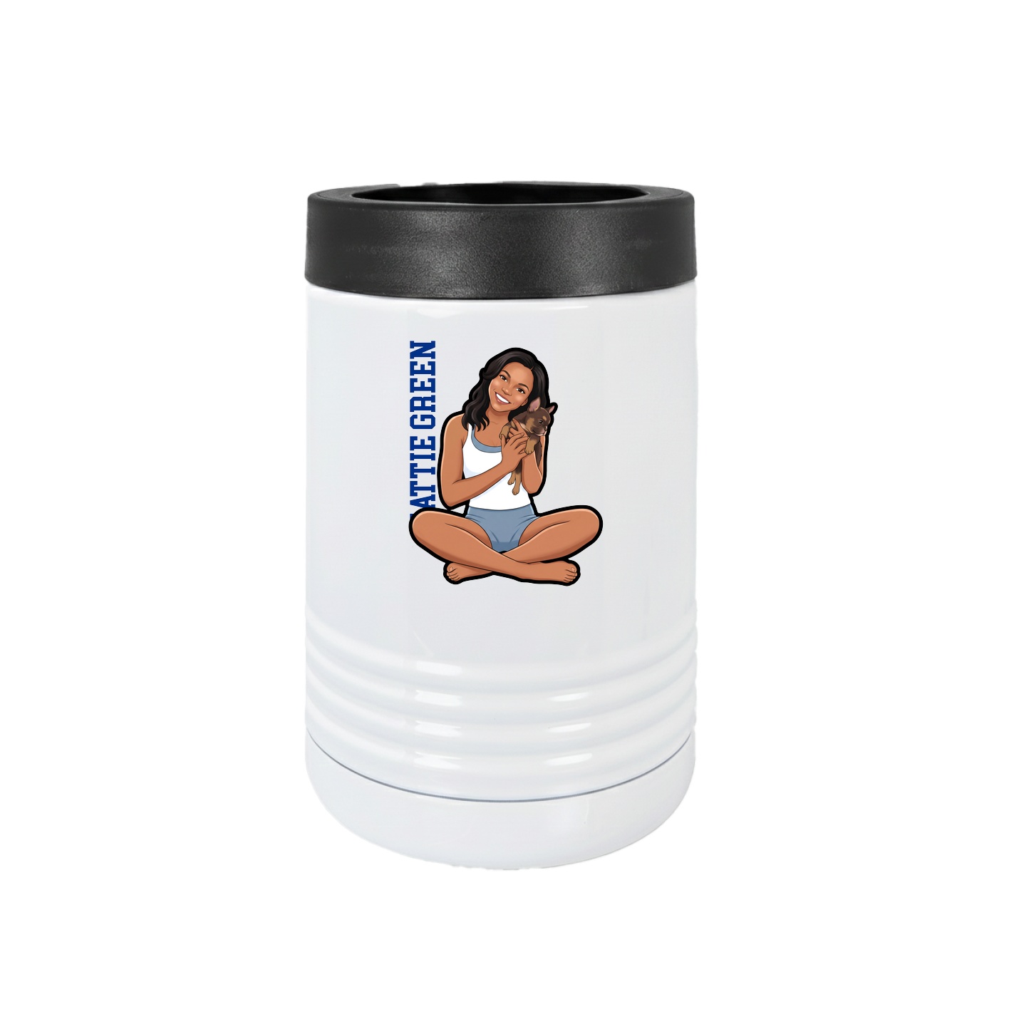 Beverage Holder — Name Vertical in White