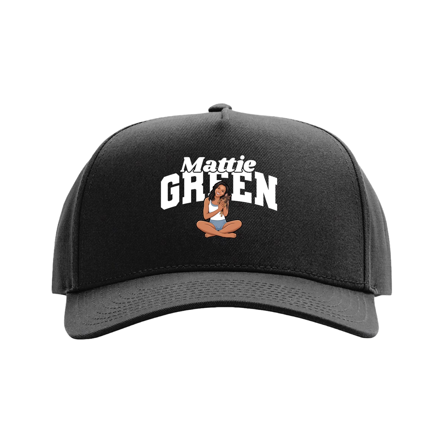 Full Fabric Five-Panel Champ Cap — Signature Arch in Black
