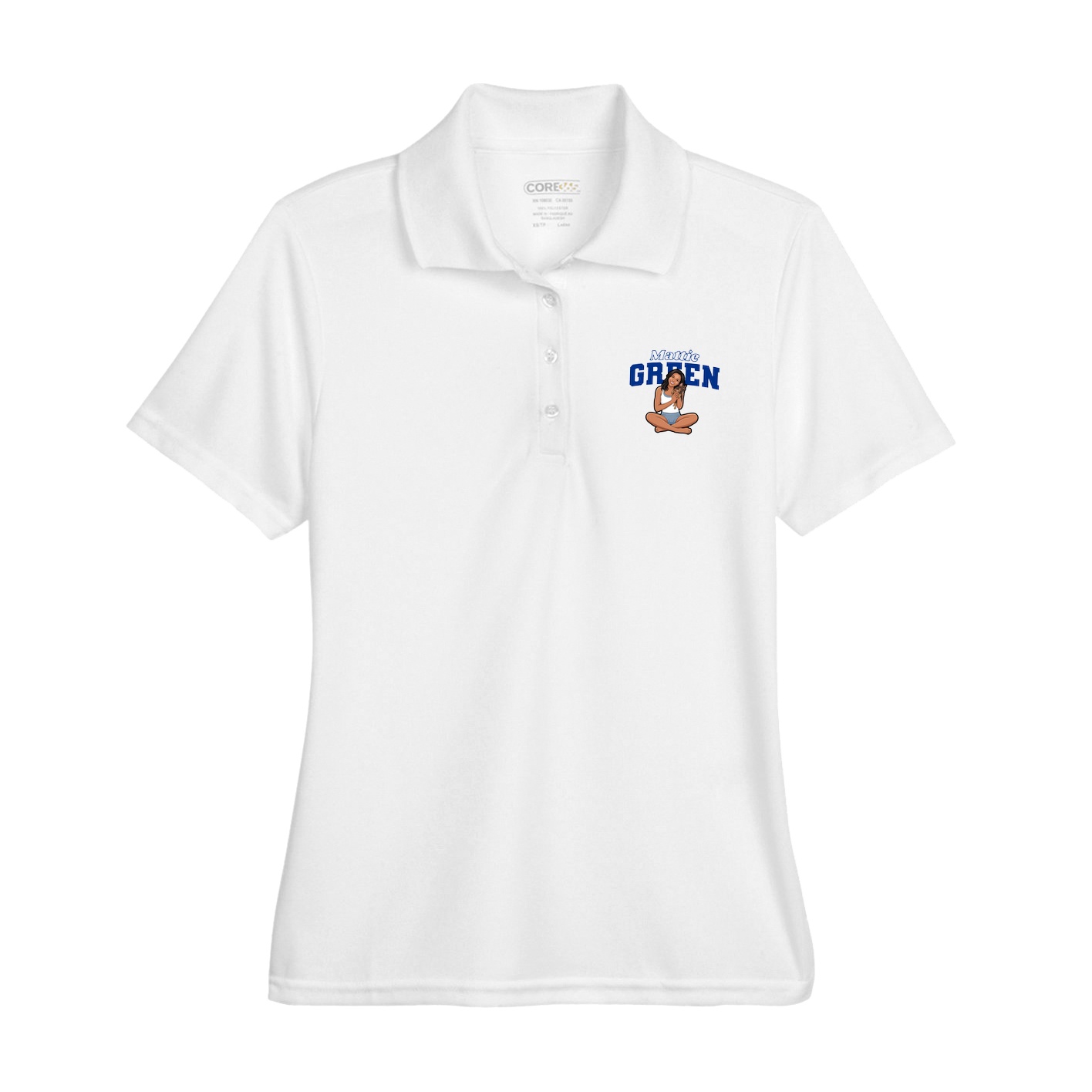 Womens Performance Polo — Name Arch in White