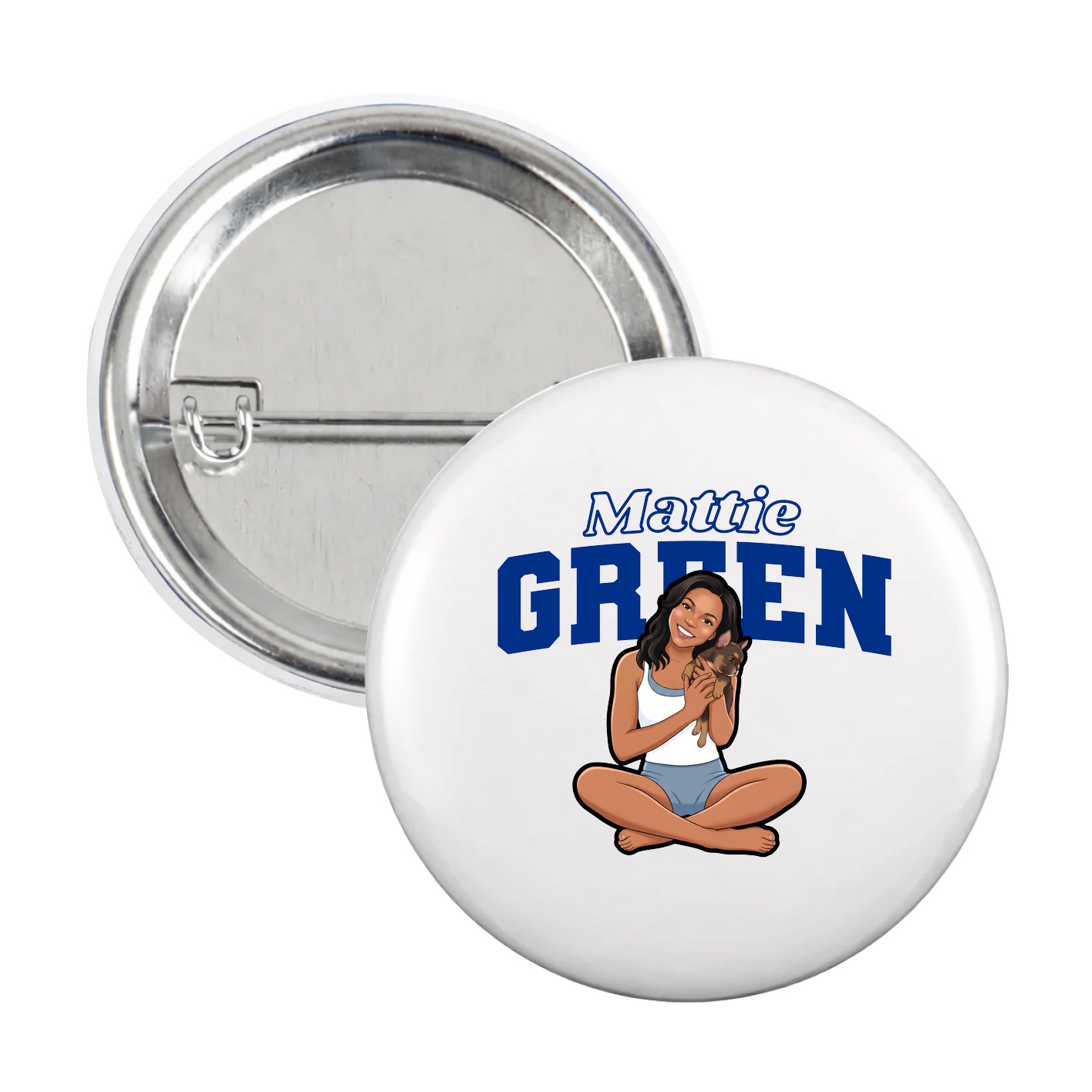 Game Day Button — Name Arch in White