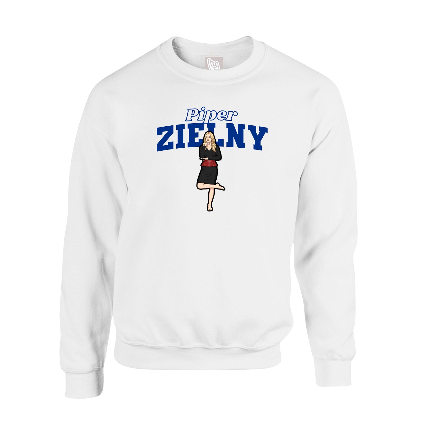 Fleece Crew — Name Arch in White