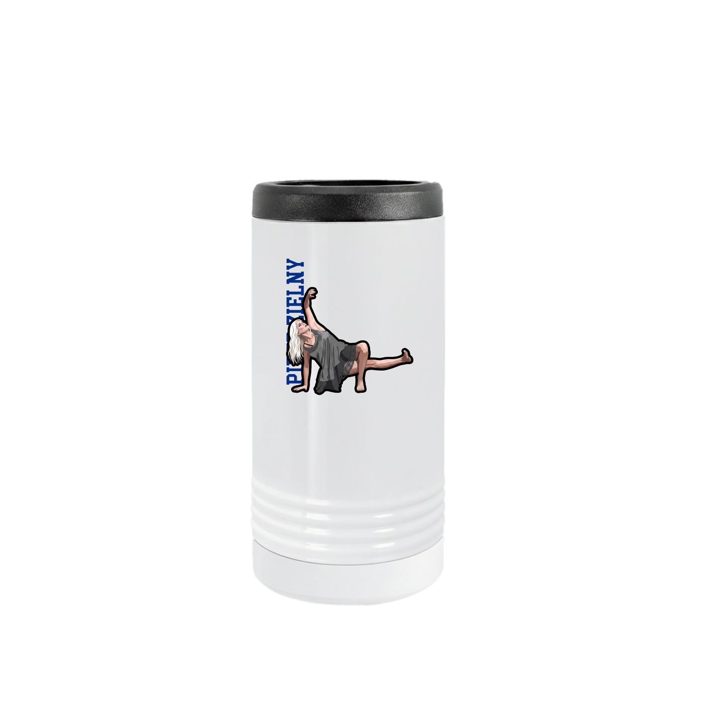 Slim Beverage Holder — Name Vertical in White