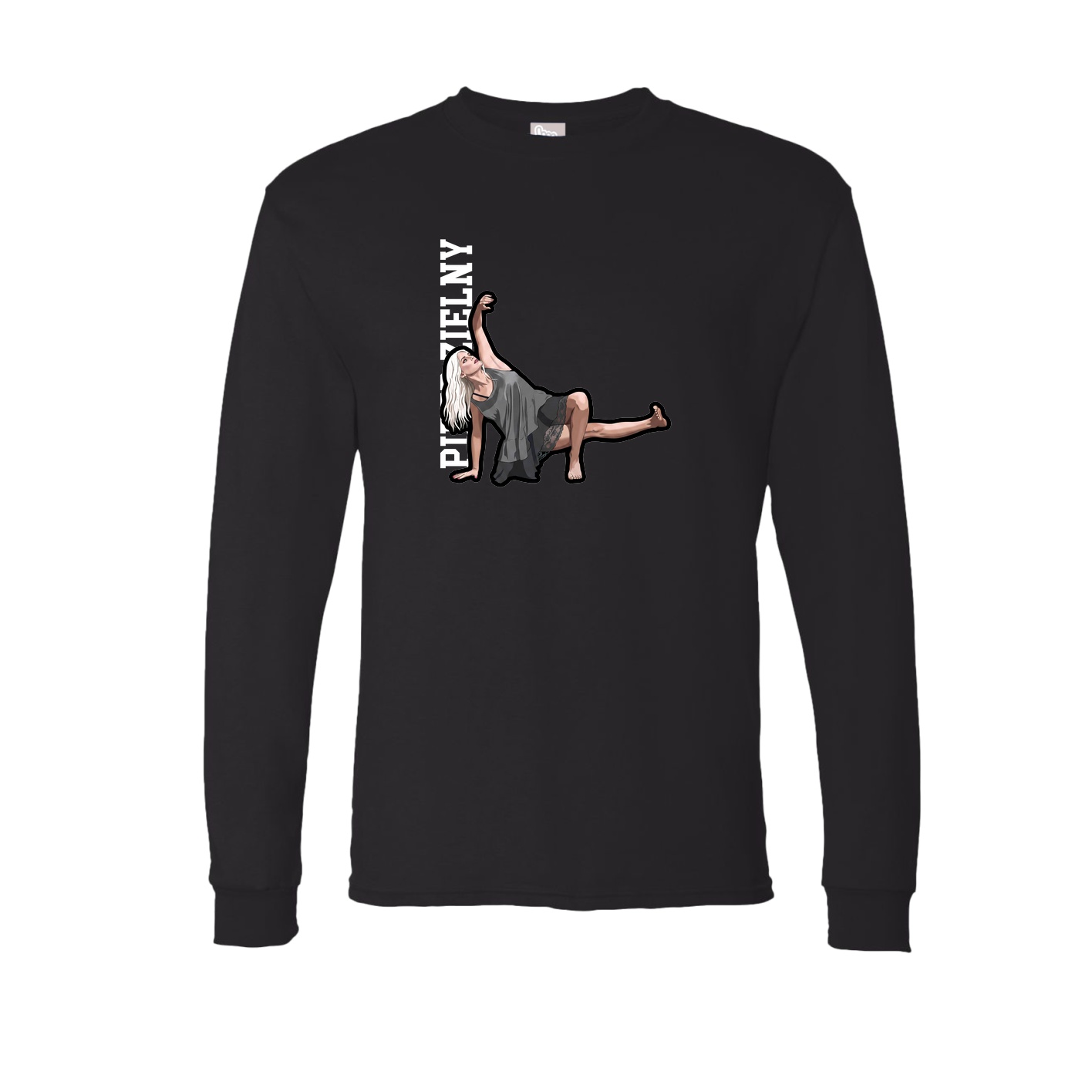 Long Sleeve Tee — Name Vertical in Black