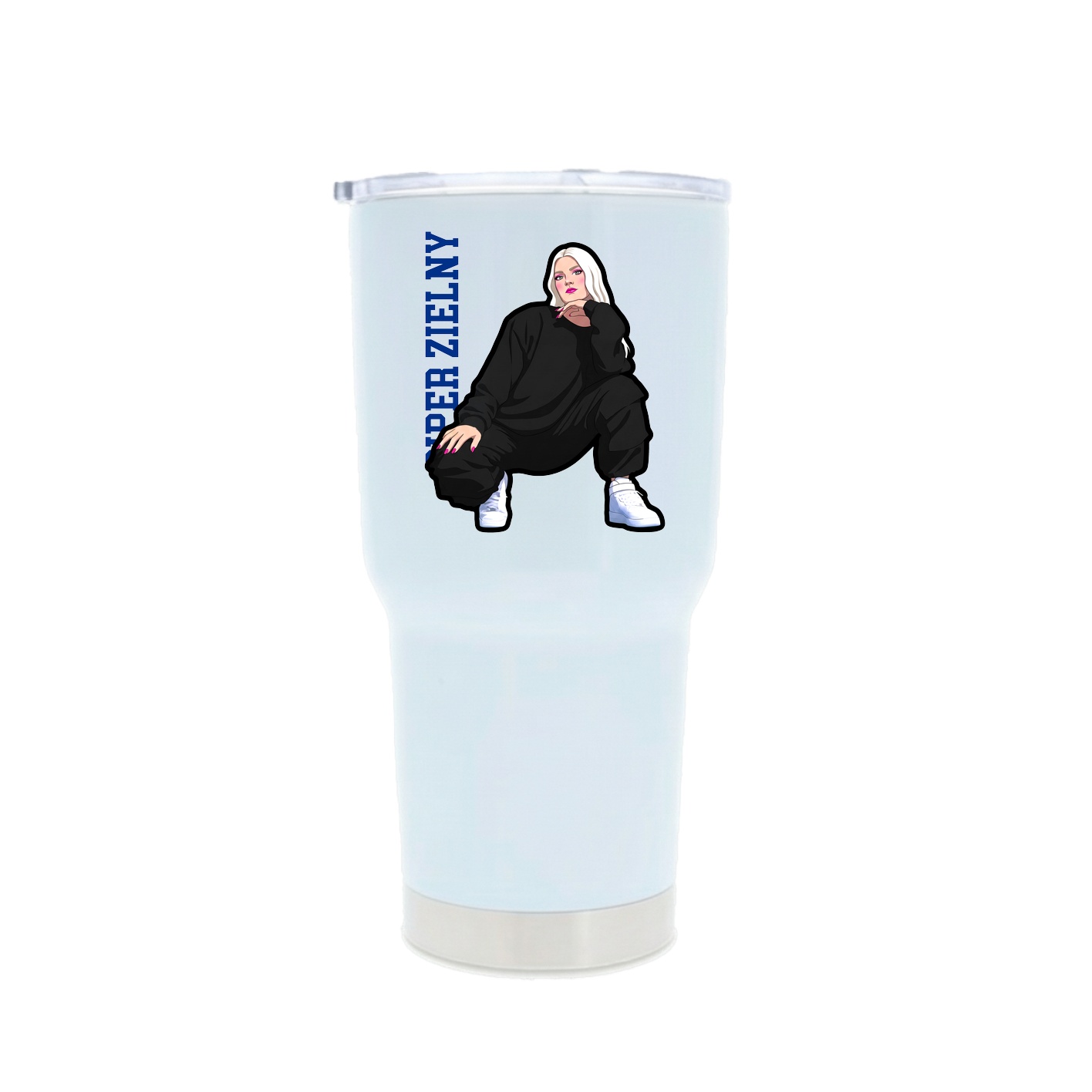 30oz Stainless Steel Tumbler — Name Vertical in White