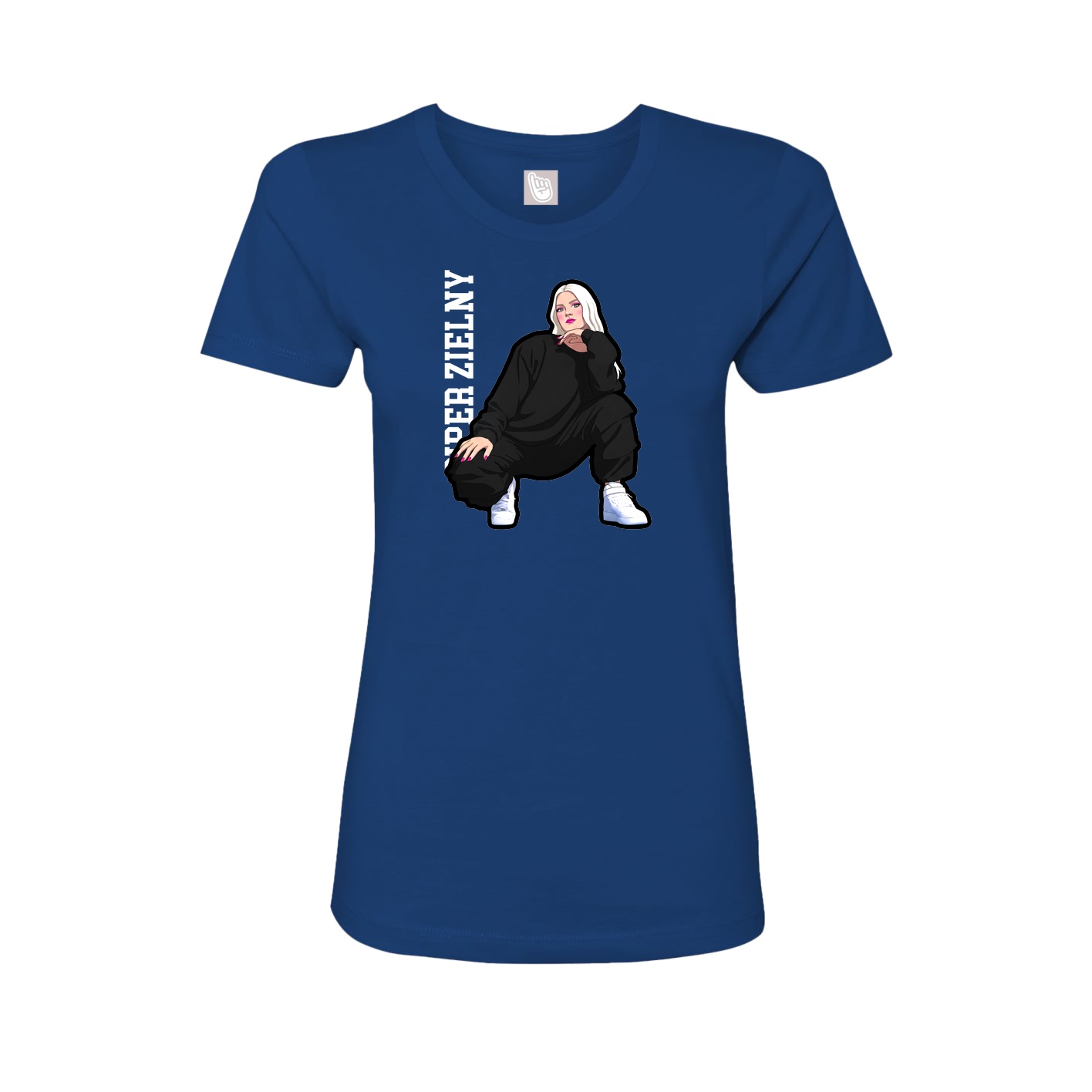 Fitted Women's Tee — Name Vertical in Royal