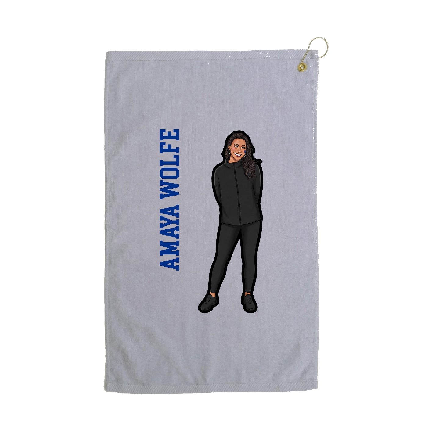 Golf Towel — Name Vertical in Grey