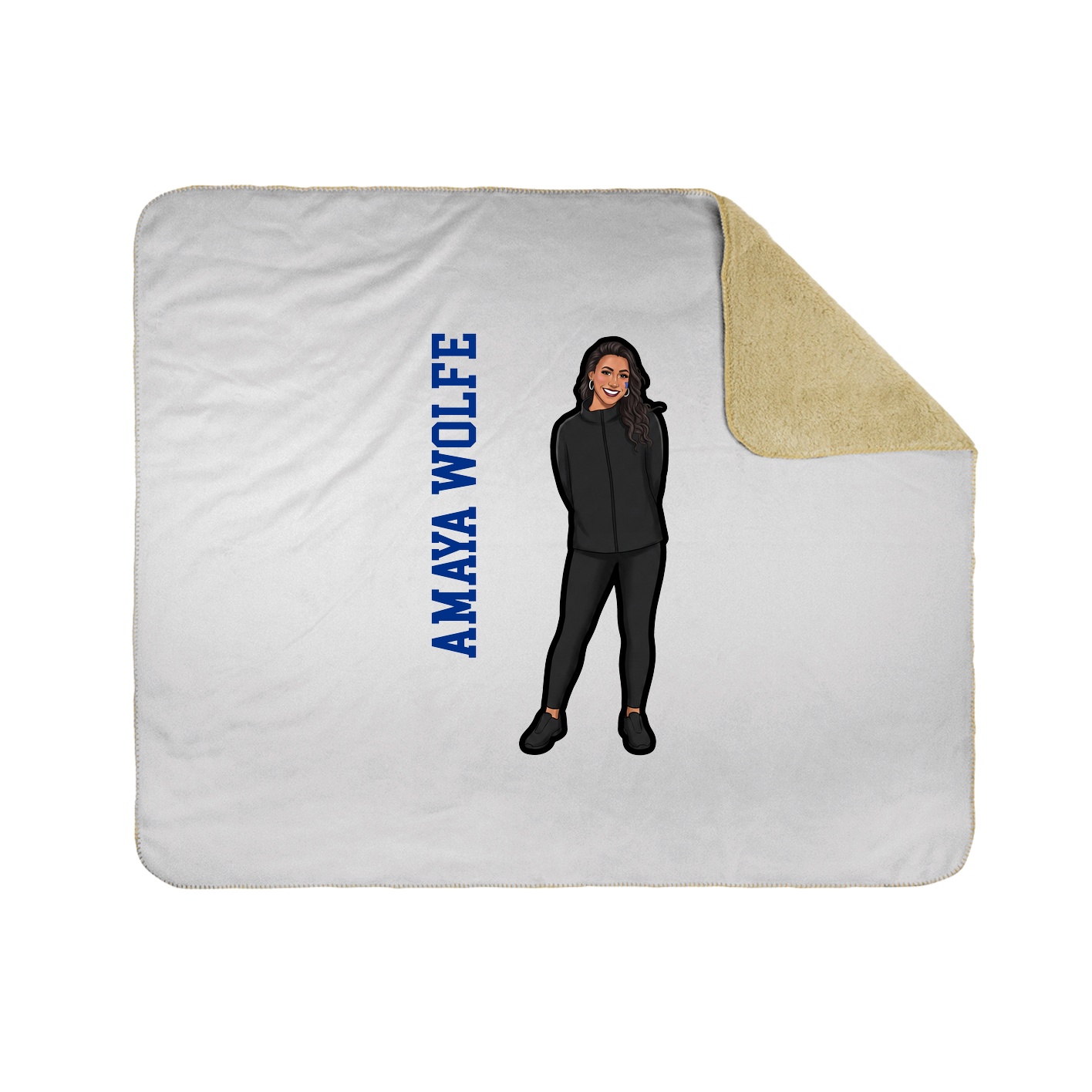 Throw Blanket — Name Vertical in White