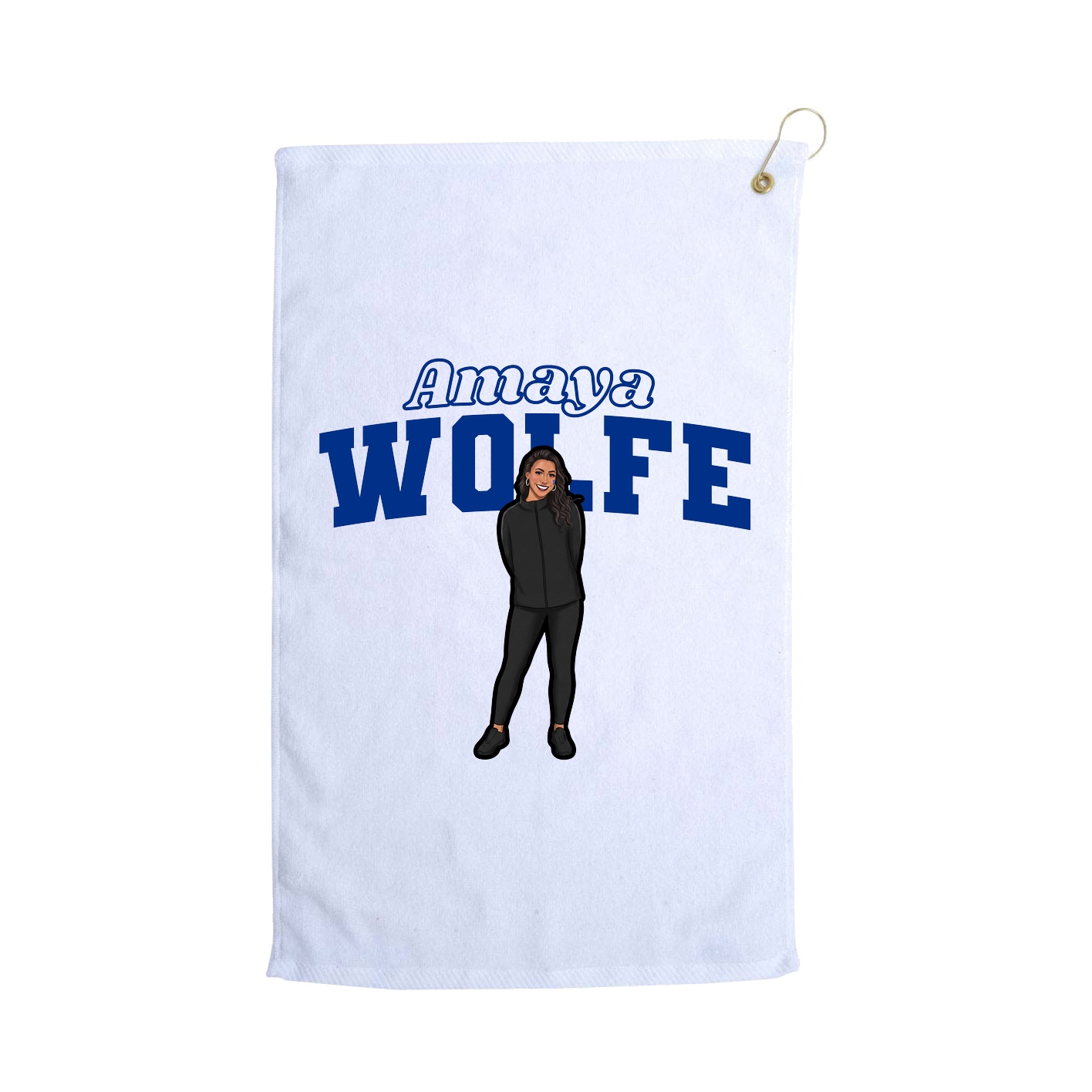 Golf Towel — Name Arch in White