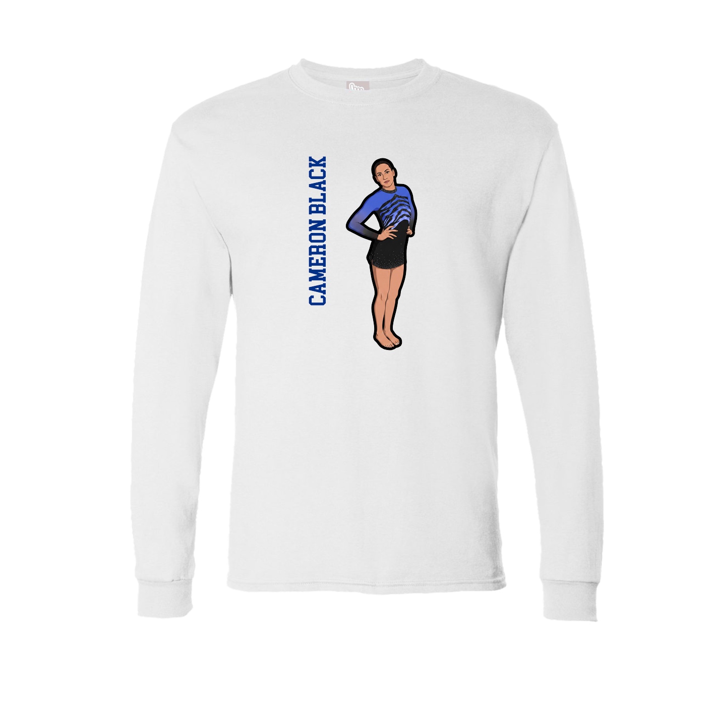 Long Sleeve Tee — Name Vertical in White