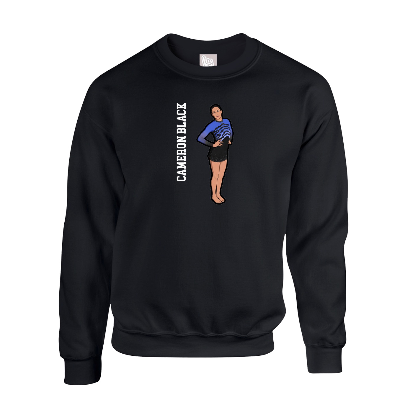 Fleece Crew — Name Vertical in Black