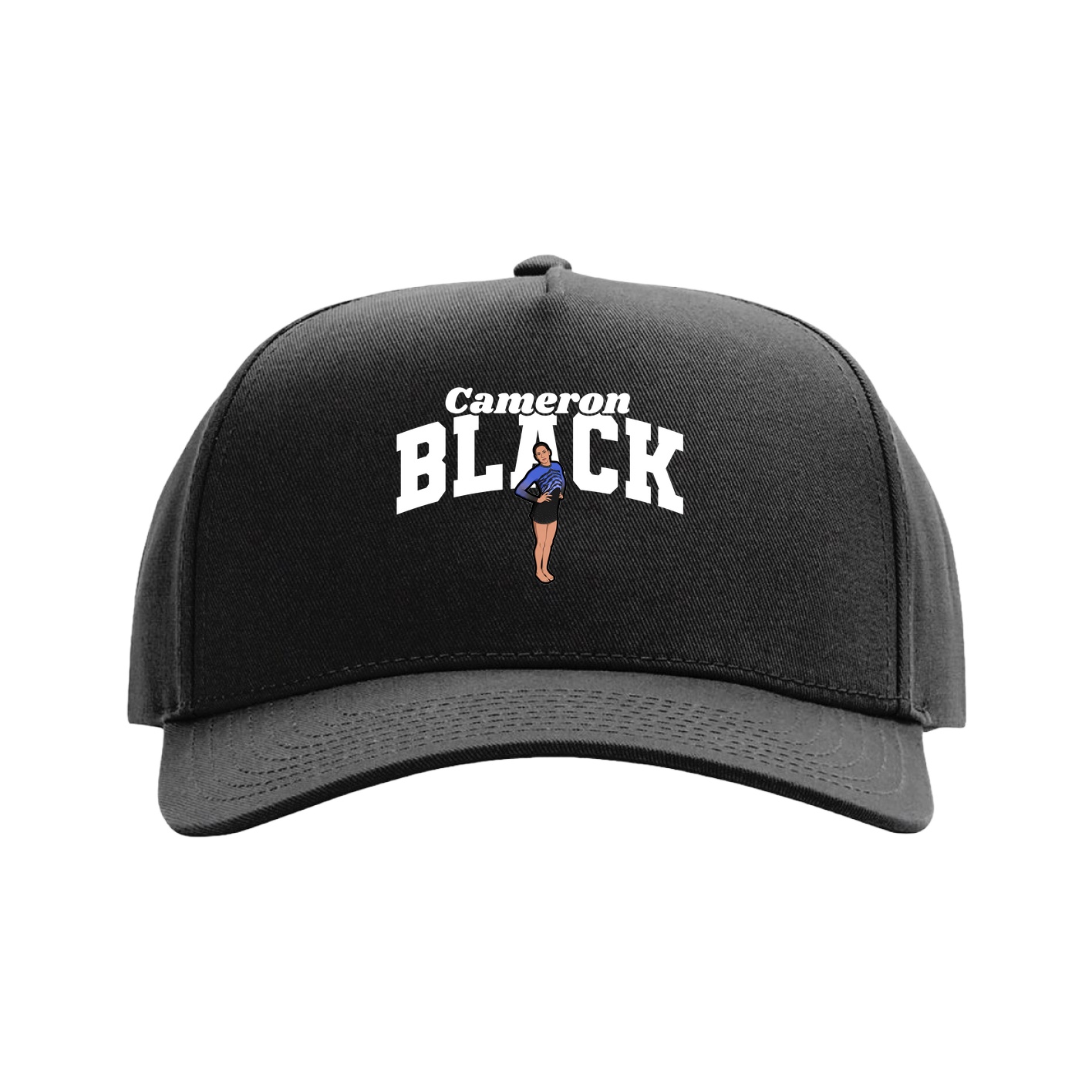Full Fabric Five-Panel Champ Cap — Signature Arch in Black