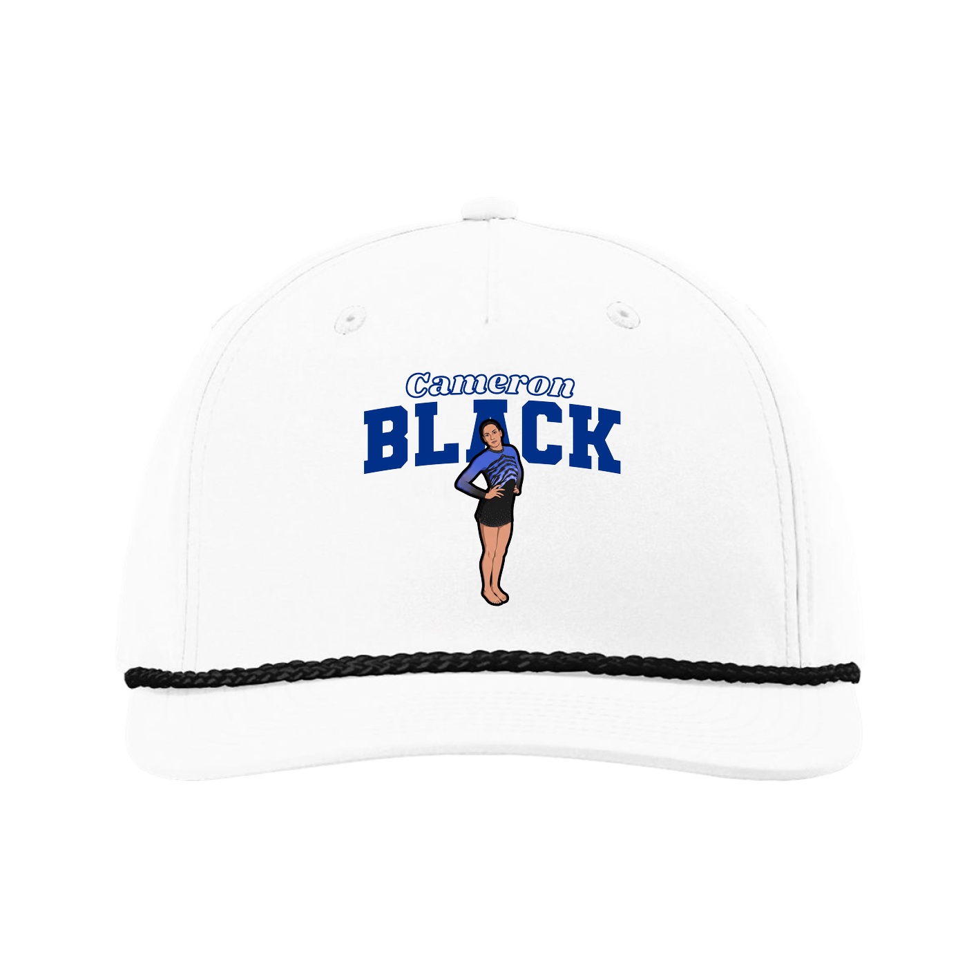 Five-Panel Classic Rope Cap — Name Arch in White