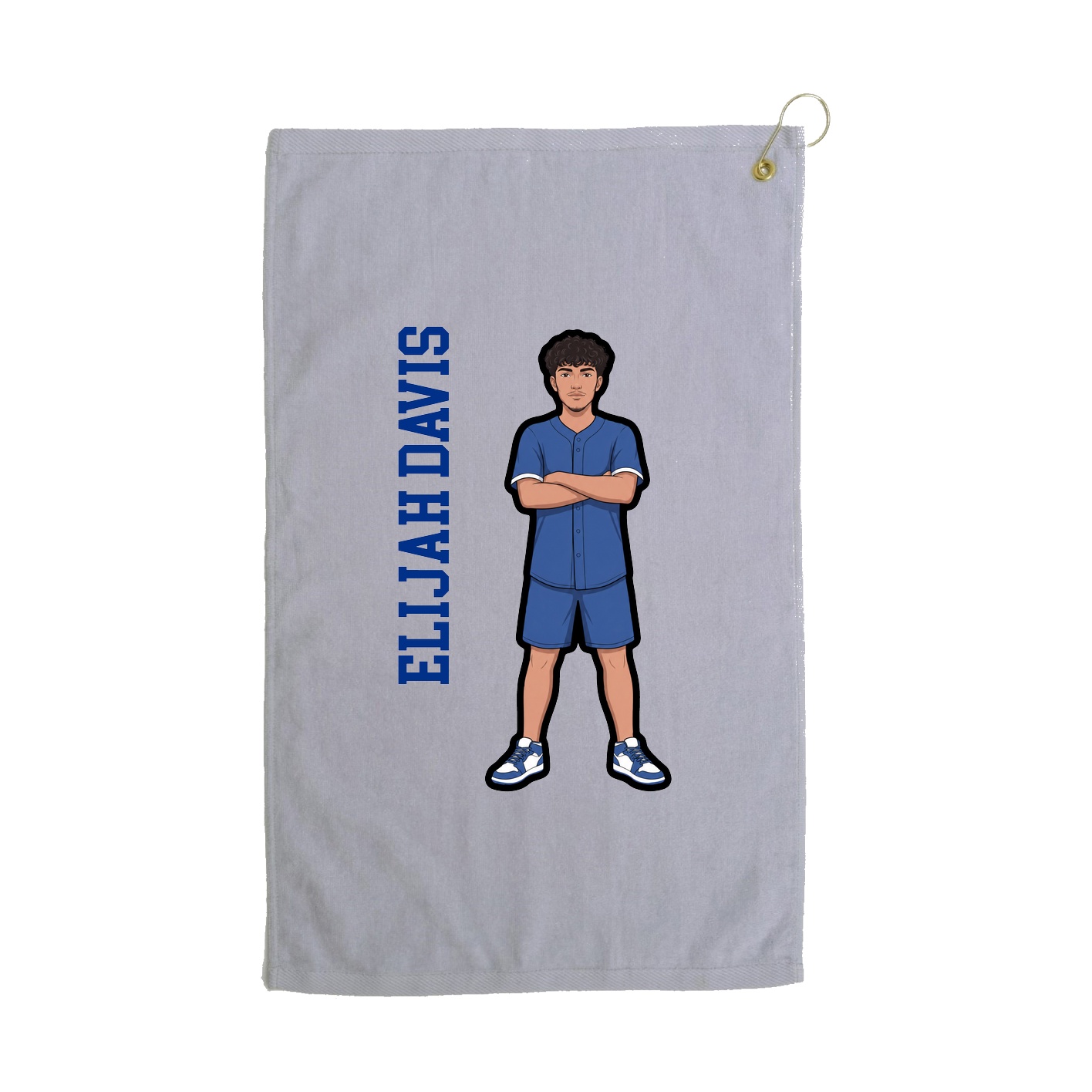 Golf Towel — Name Vertical in Grey