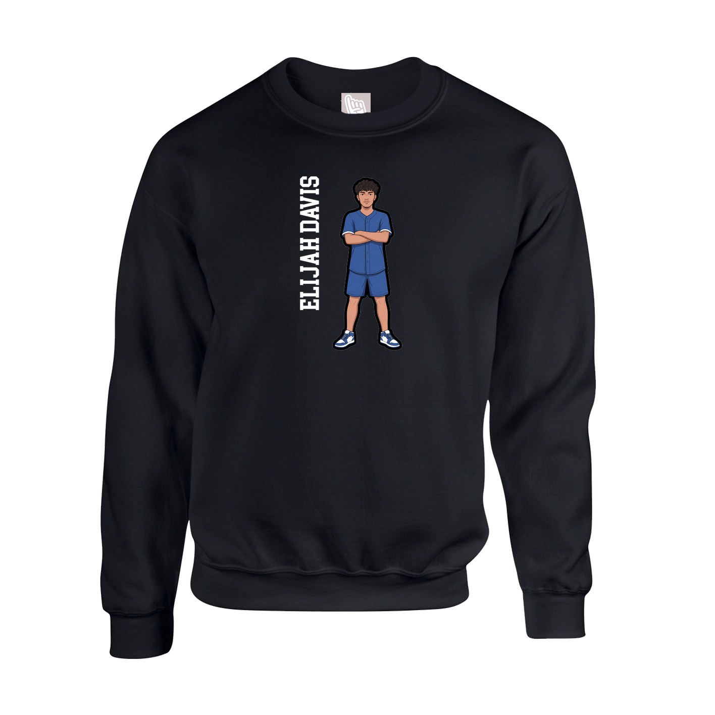 Fleece Crew — Name Vertical in Black
