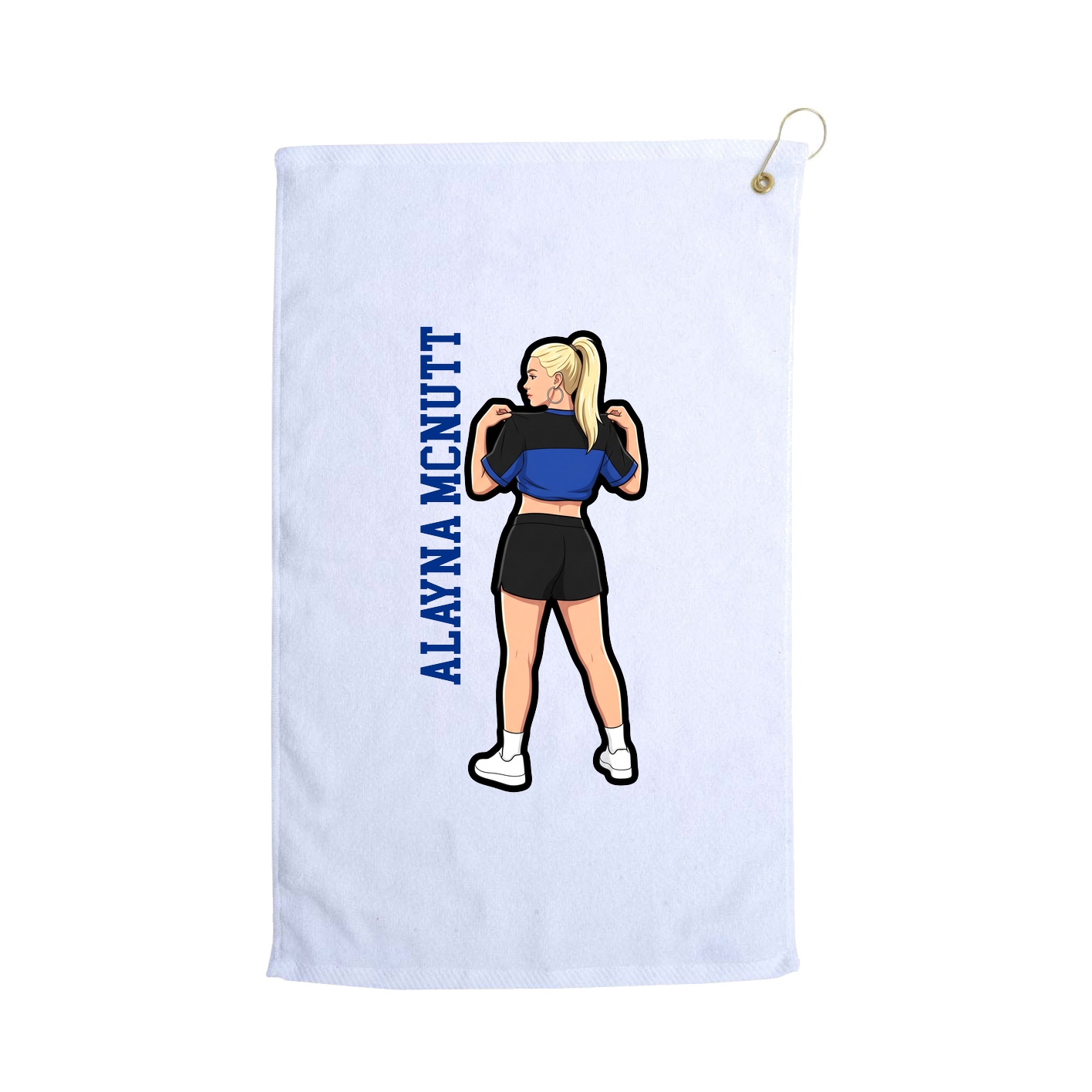 Golf Towel — Name Vertical in White