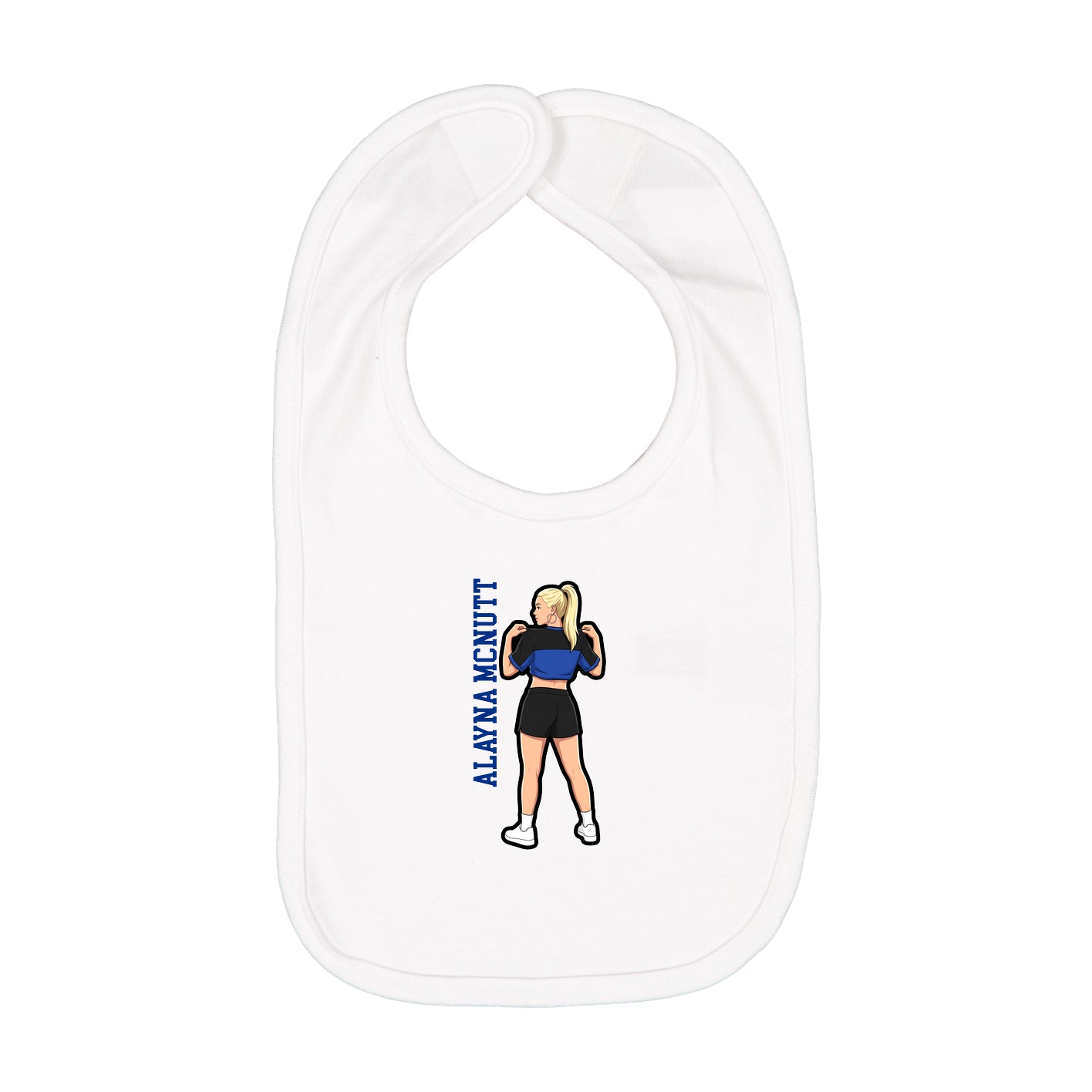 Infant Bib — Name Vertical in White