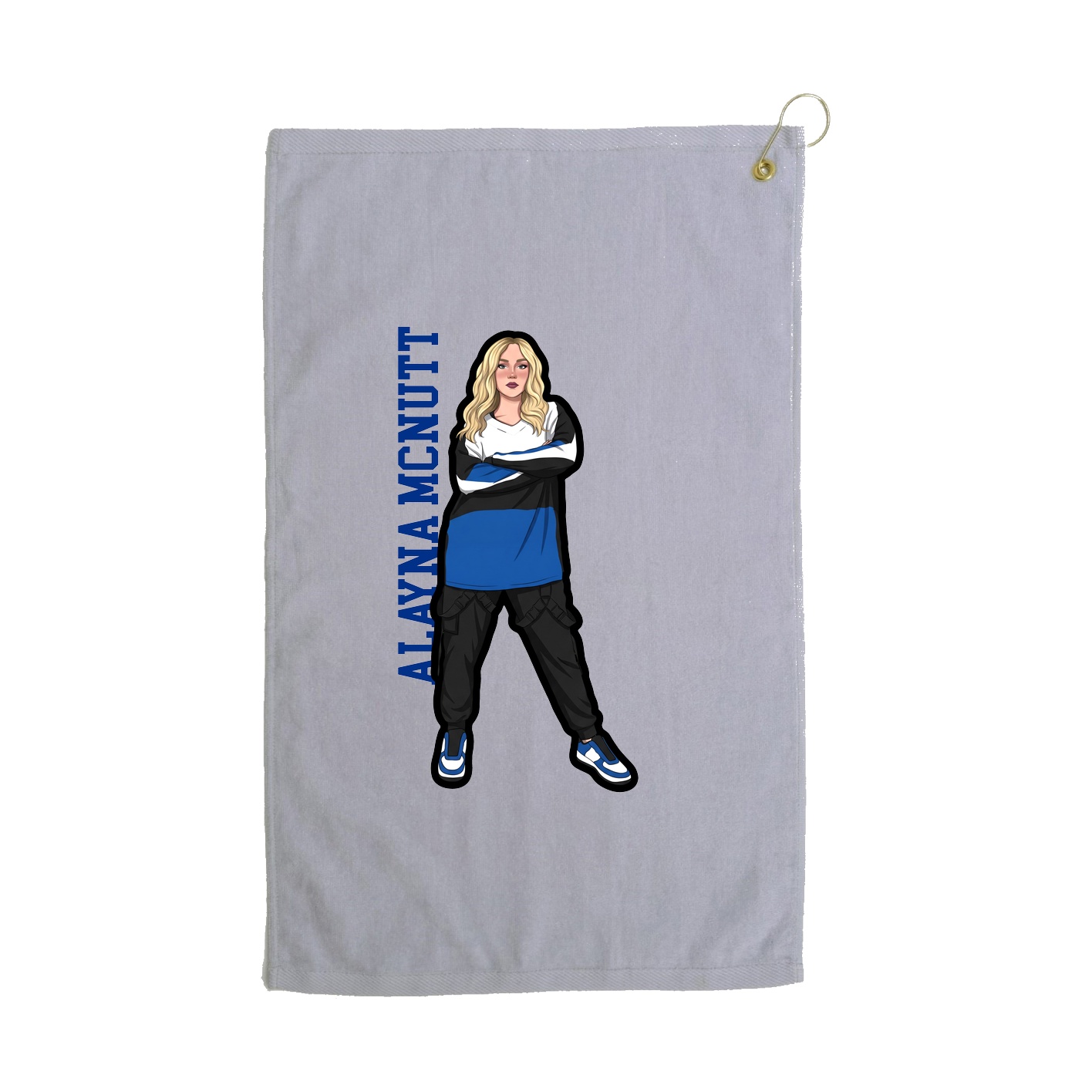 Golf Towel — Name Vertical in Grey