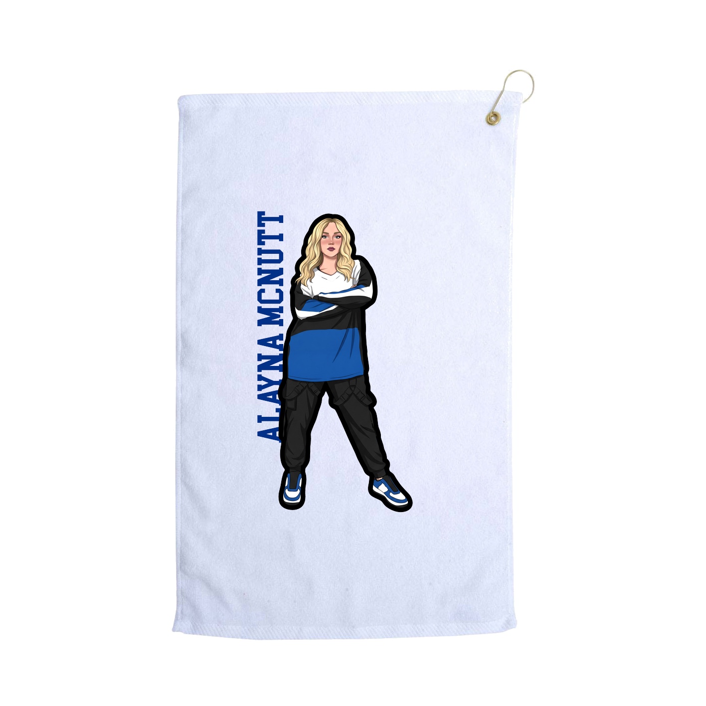 Golf Towel — Name Vertical in White