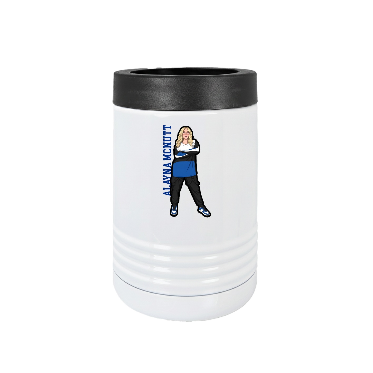 Beverage Holder — Name Vertical in White