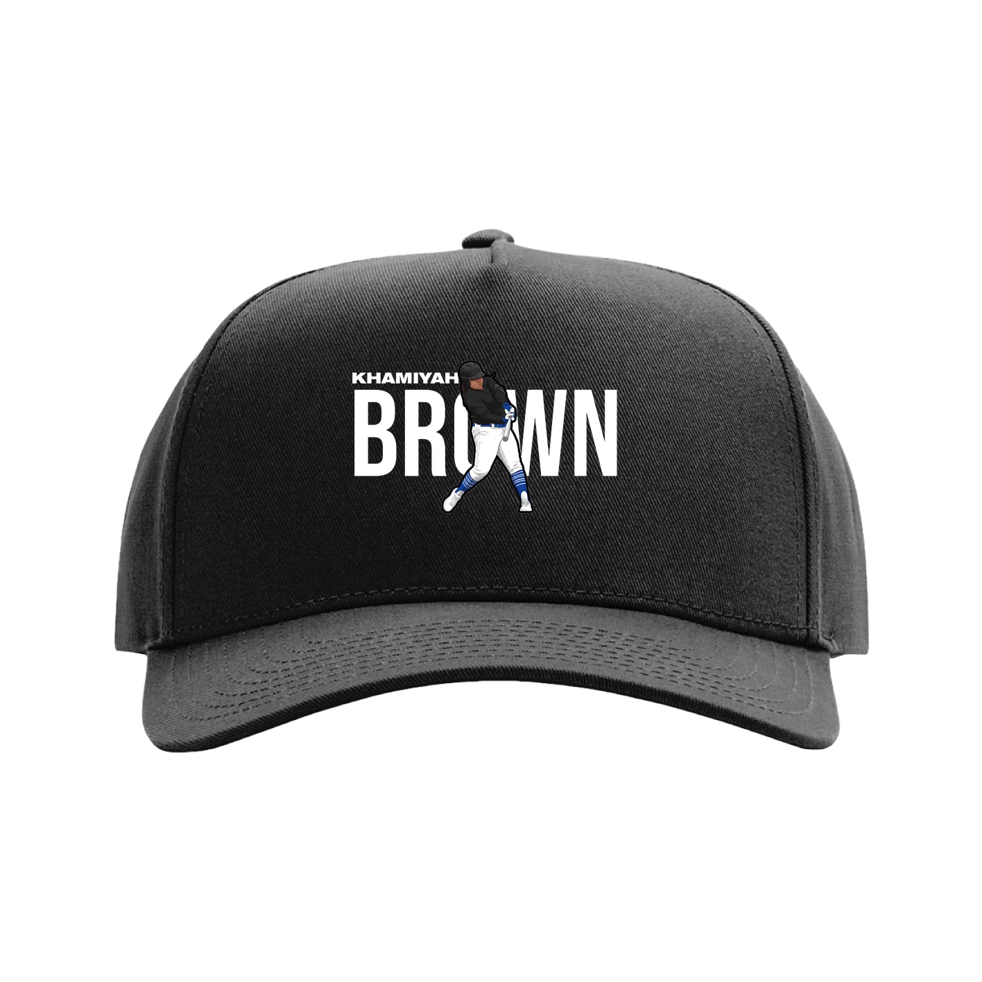Full Fabric Five-Panel Champ Cap — Player Name in Black