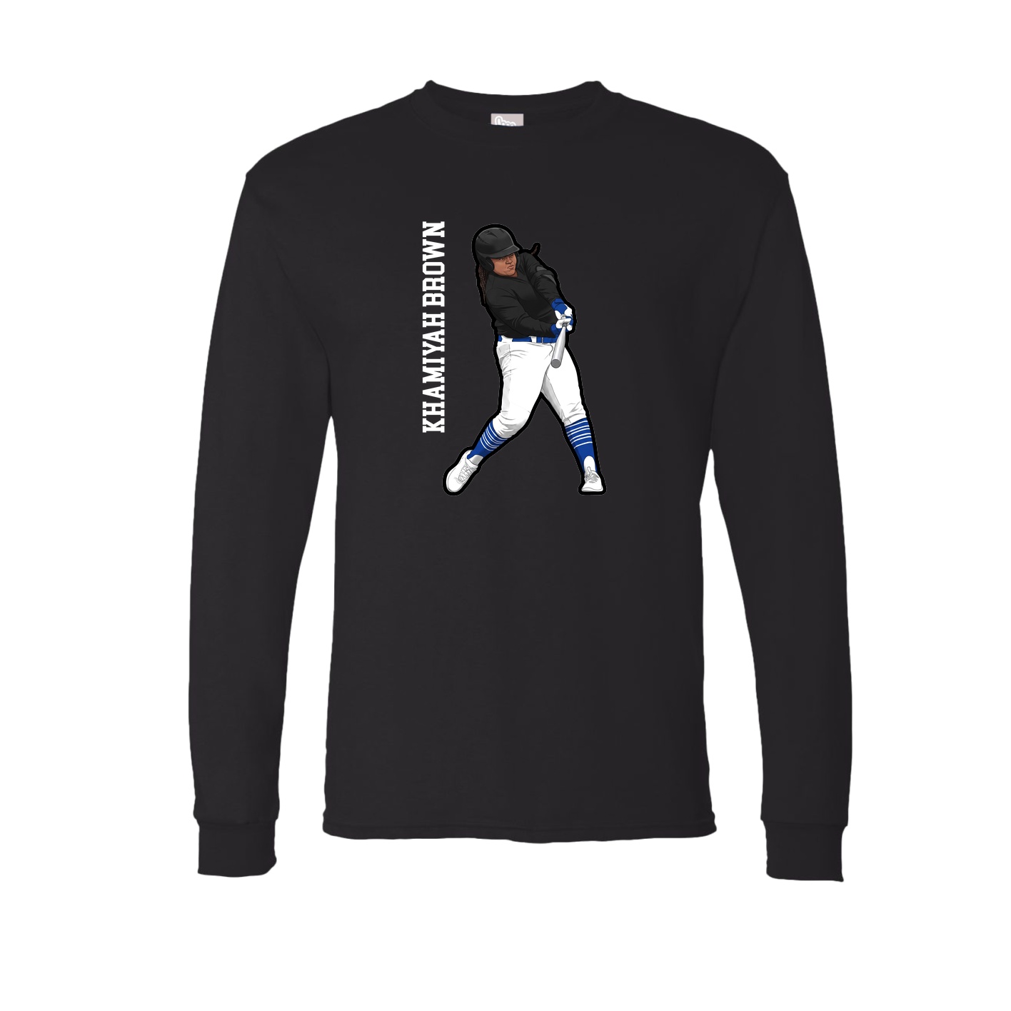 Long Sleeve Tee — Name Vertical in Black