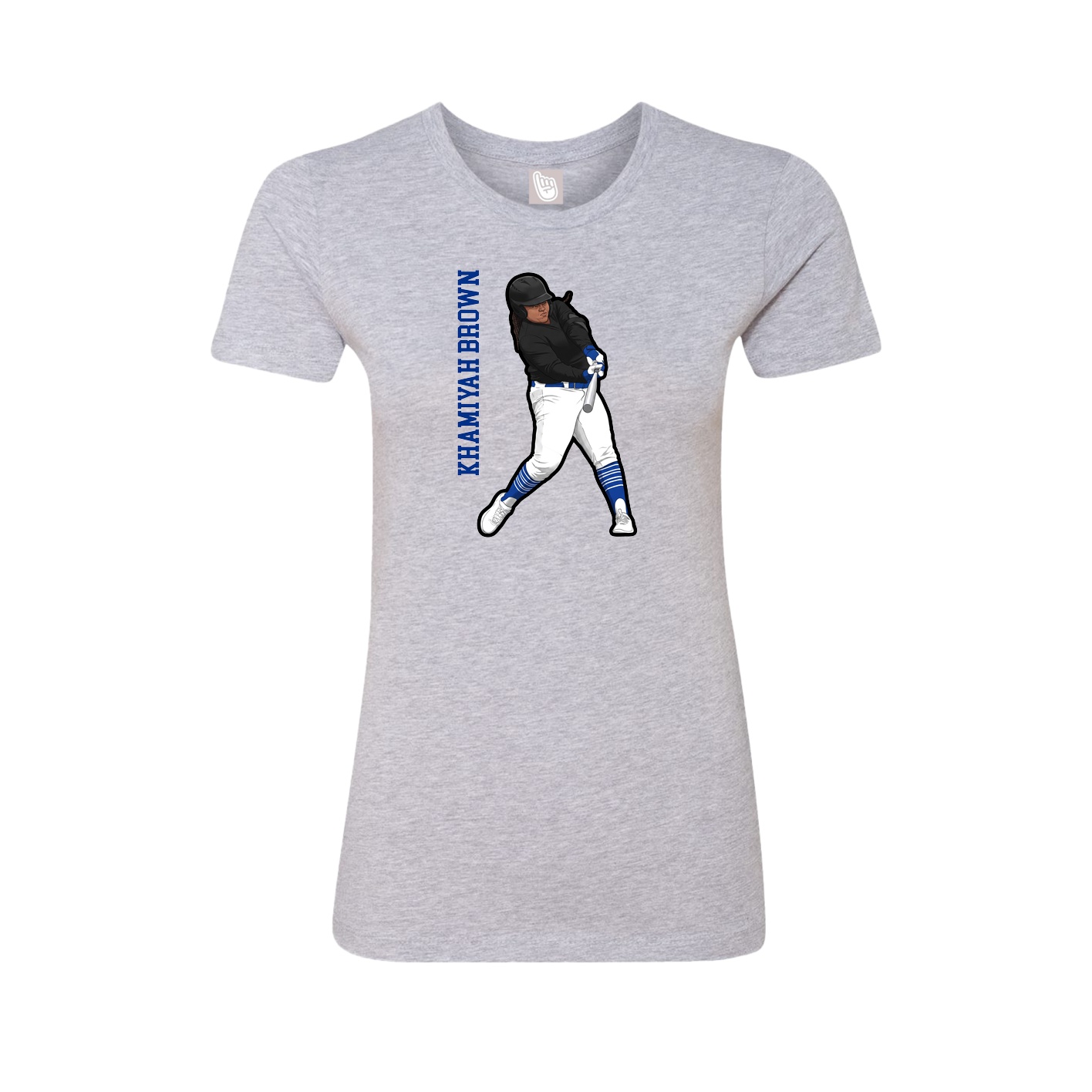 Fitted Women's Tee — Name Vertical in Grey