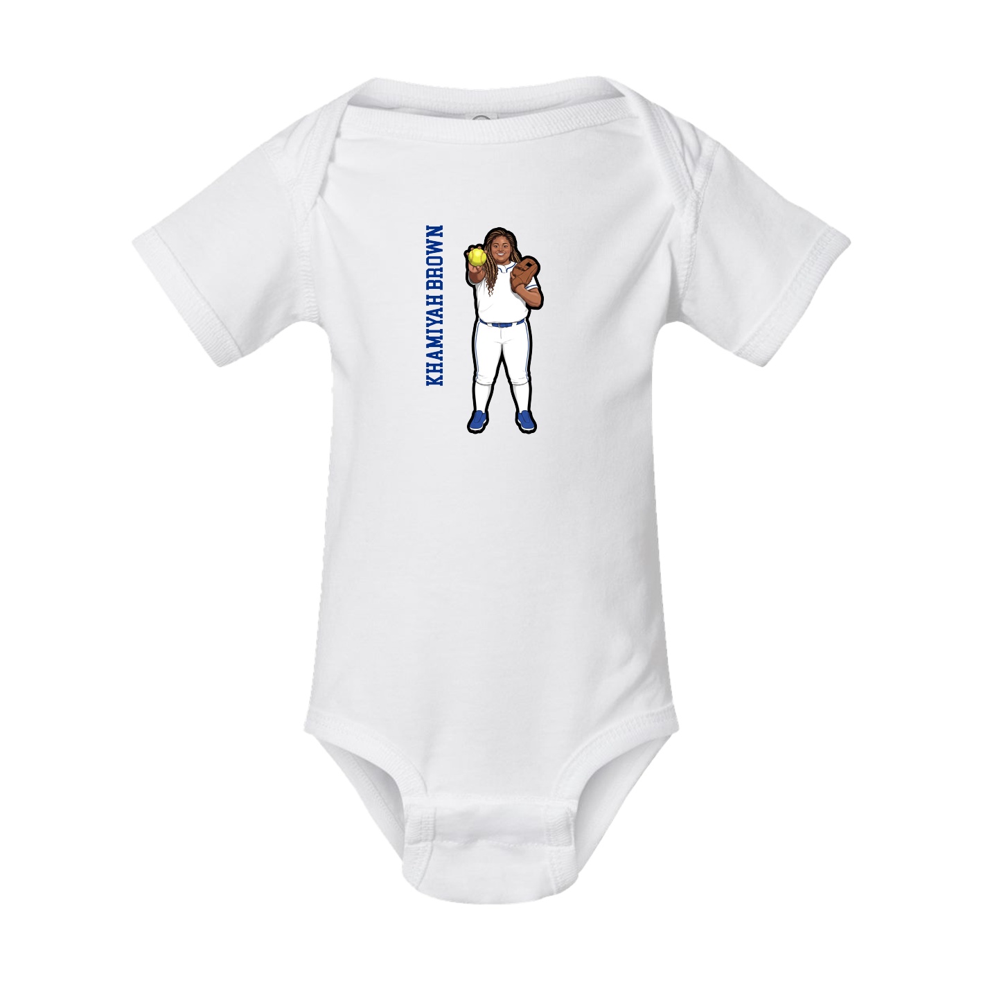 Baby Onesie — Name Vertical in White