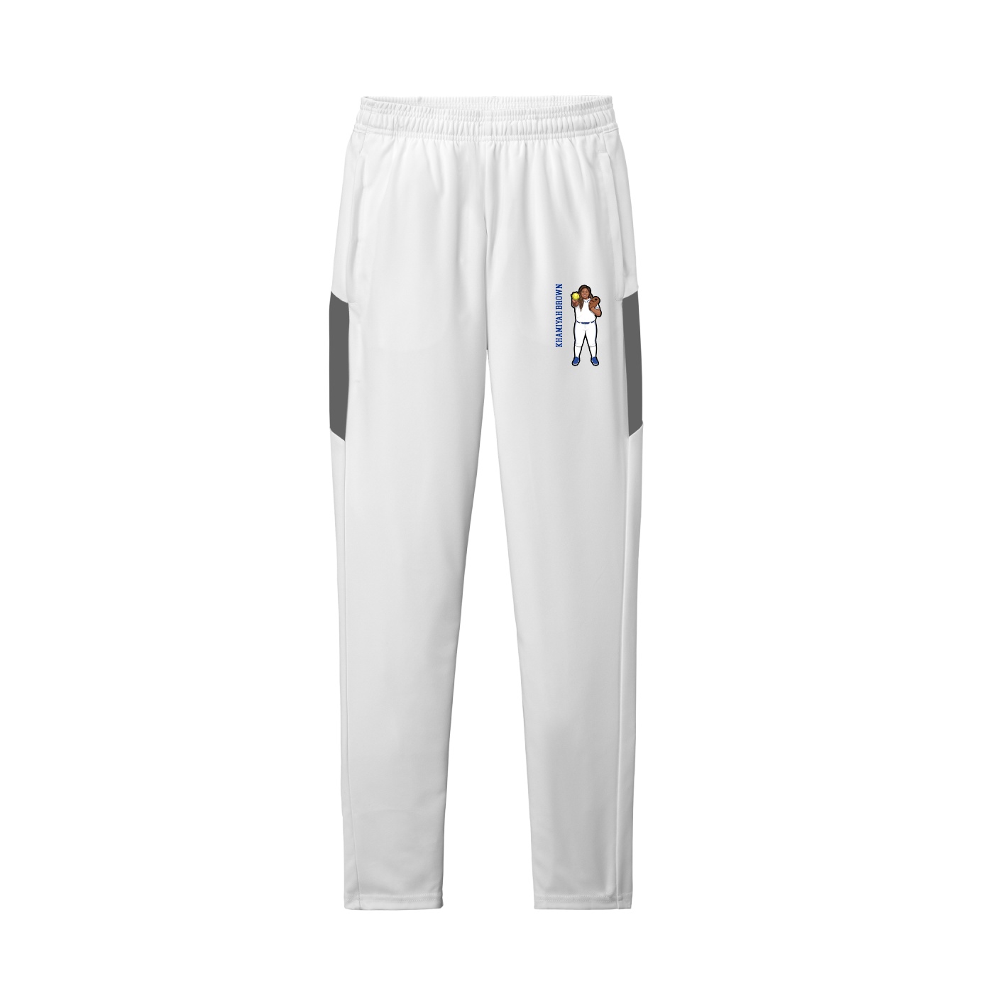 Team Travel Pant — Name Vertical in White/Grey
