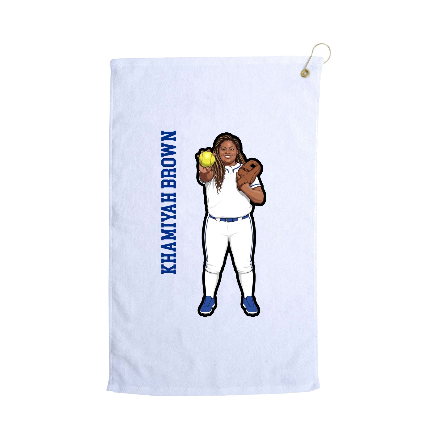Golf Towel — Name Vertical in White