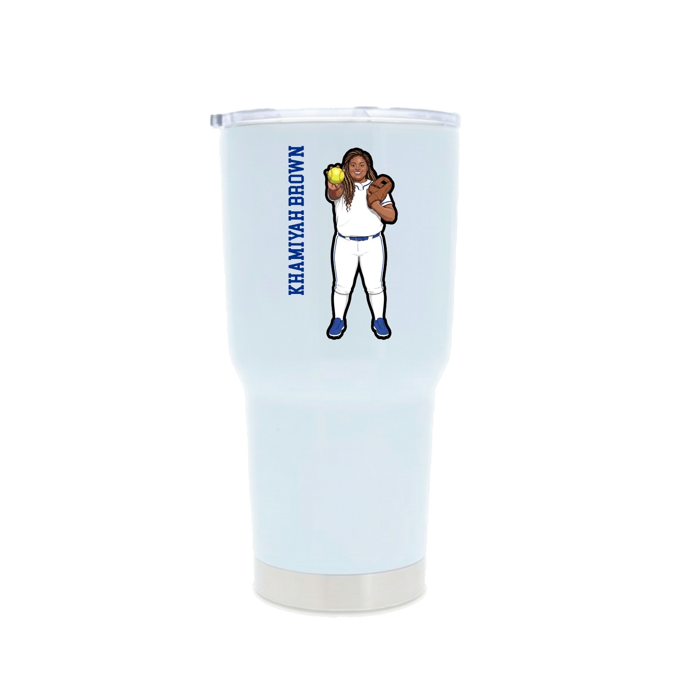 30oz Stainless Steel Tumbler — Name Vertical in White