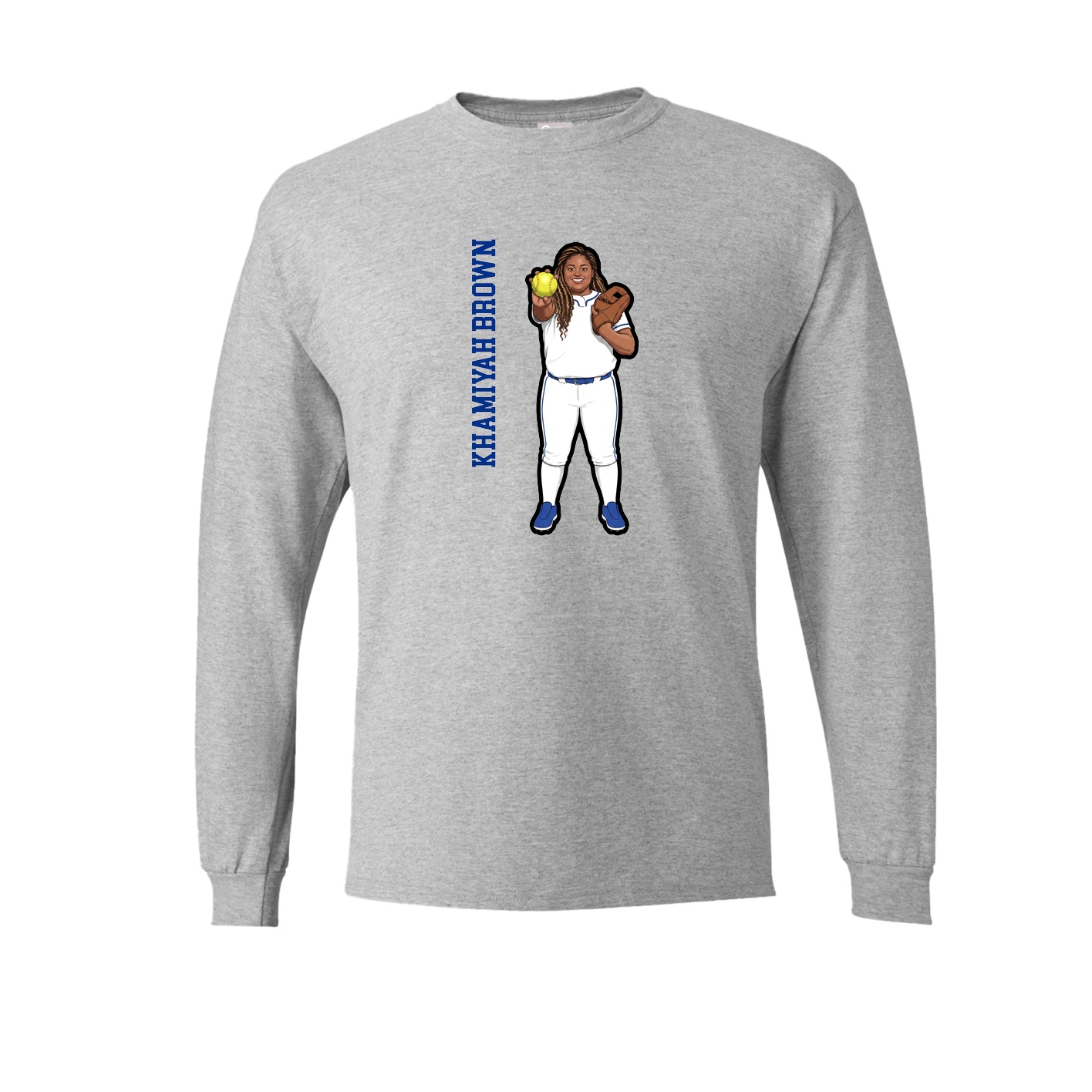 Long Sleeve Tee — Name Vertical in Grey