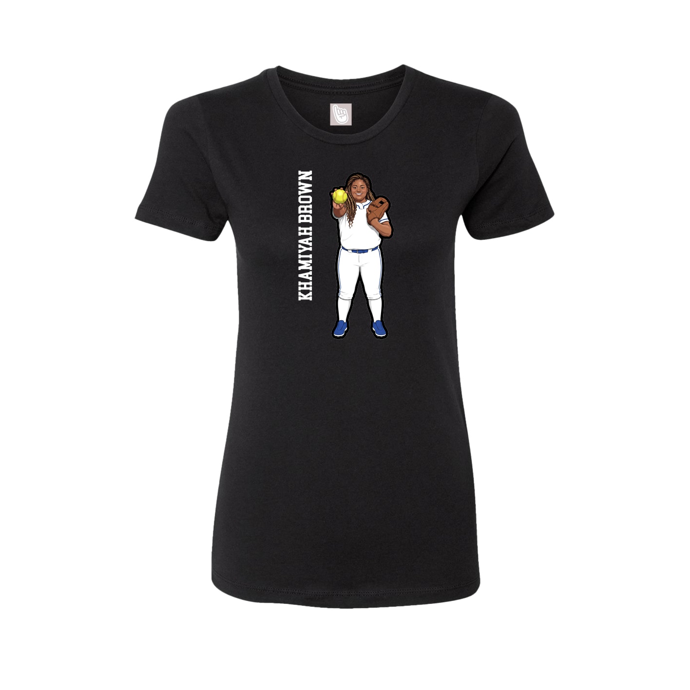 Fitted Women's Tee — Name Vertical in Black