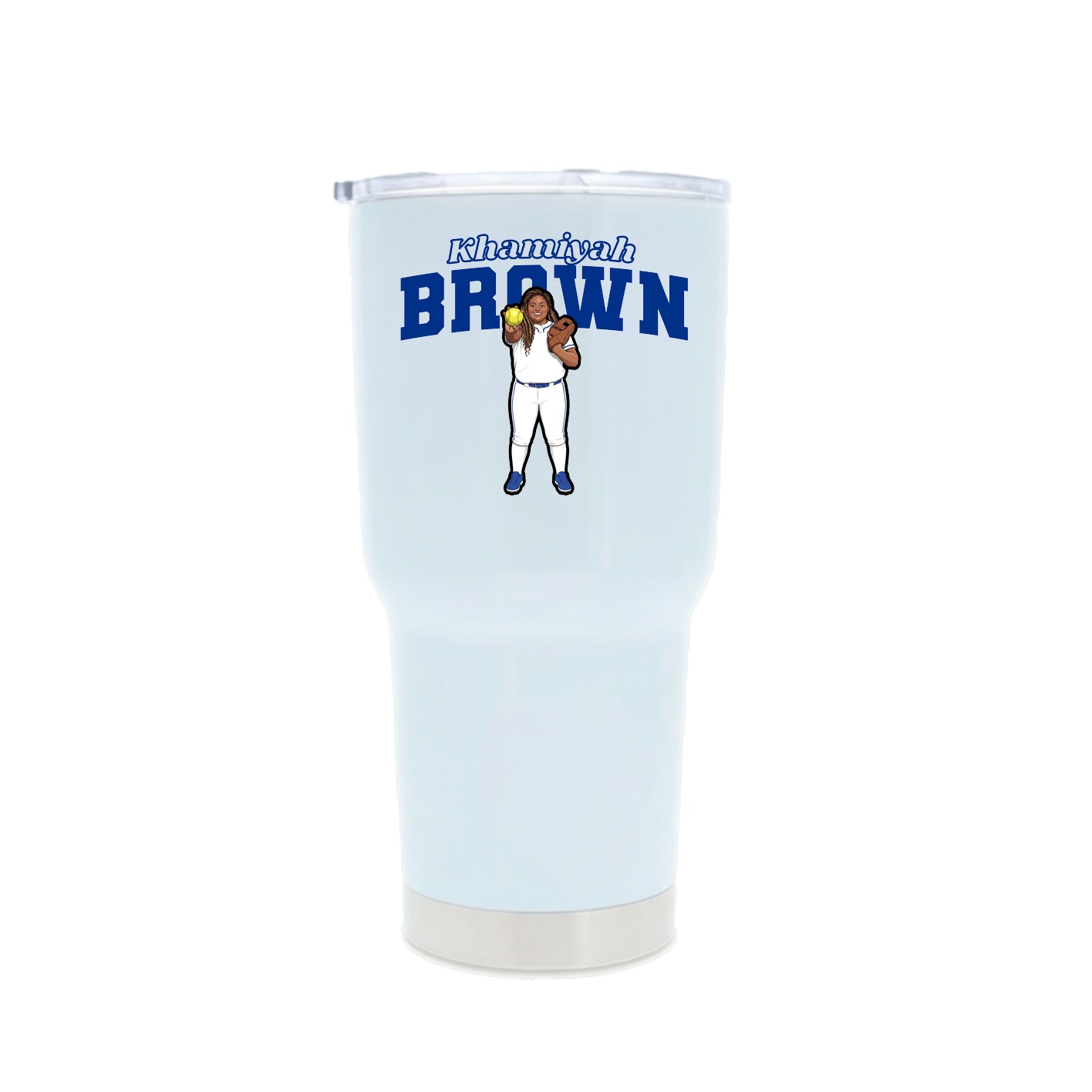 30oz Stainless Steel Tumbler — Name Arch in White