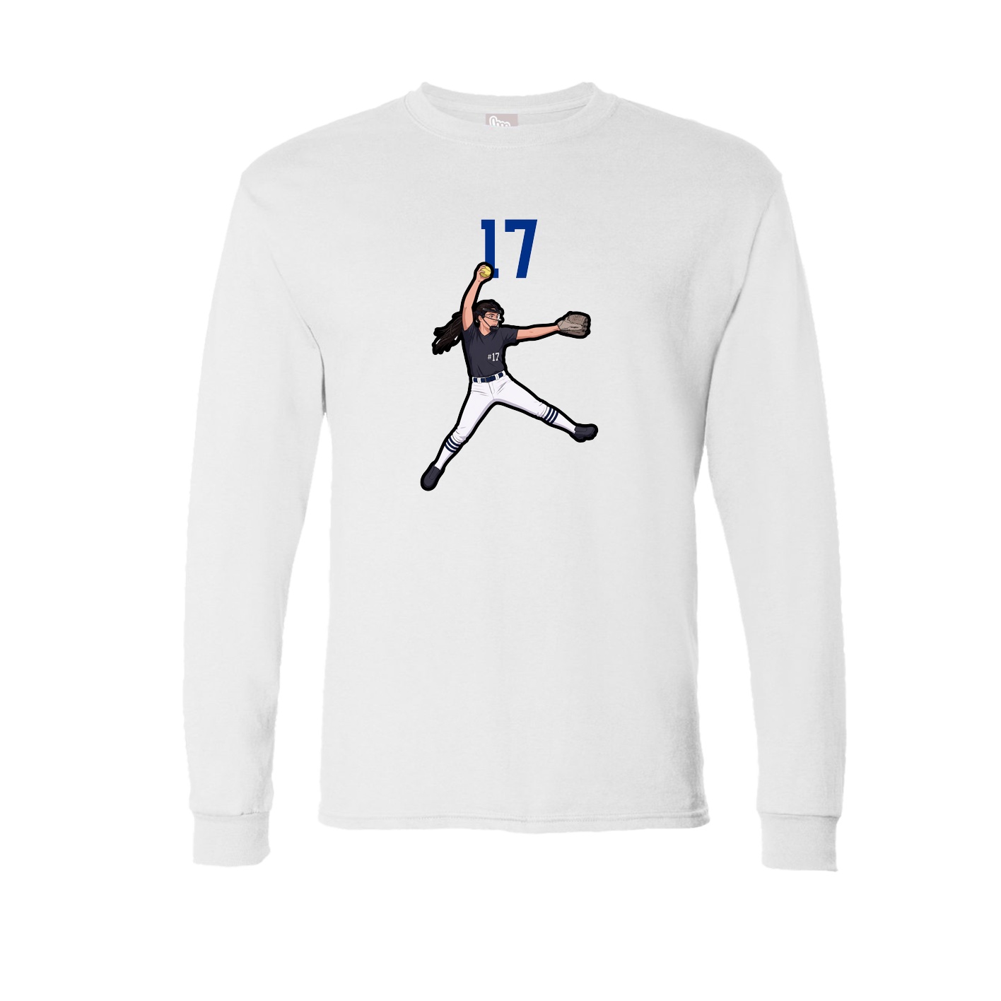 Long Sleeve Tee — Number Top in White