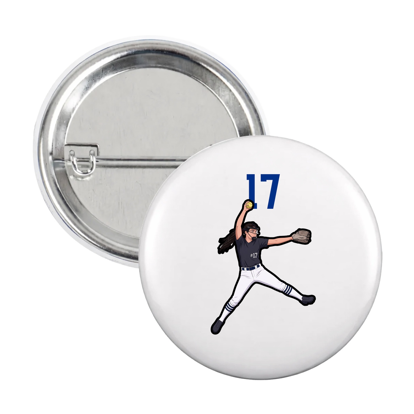 Game Day Button — Number Top in White